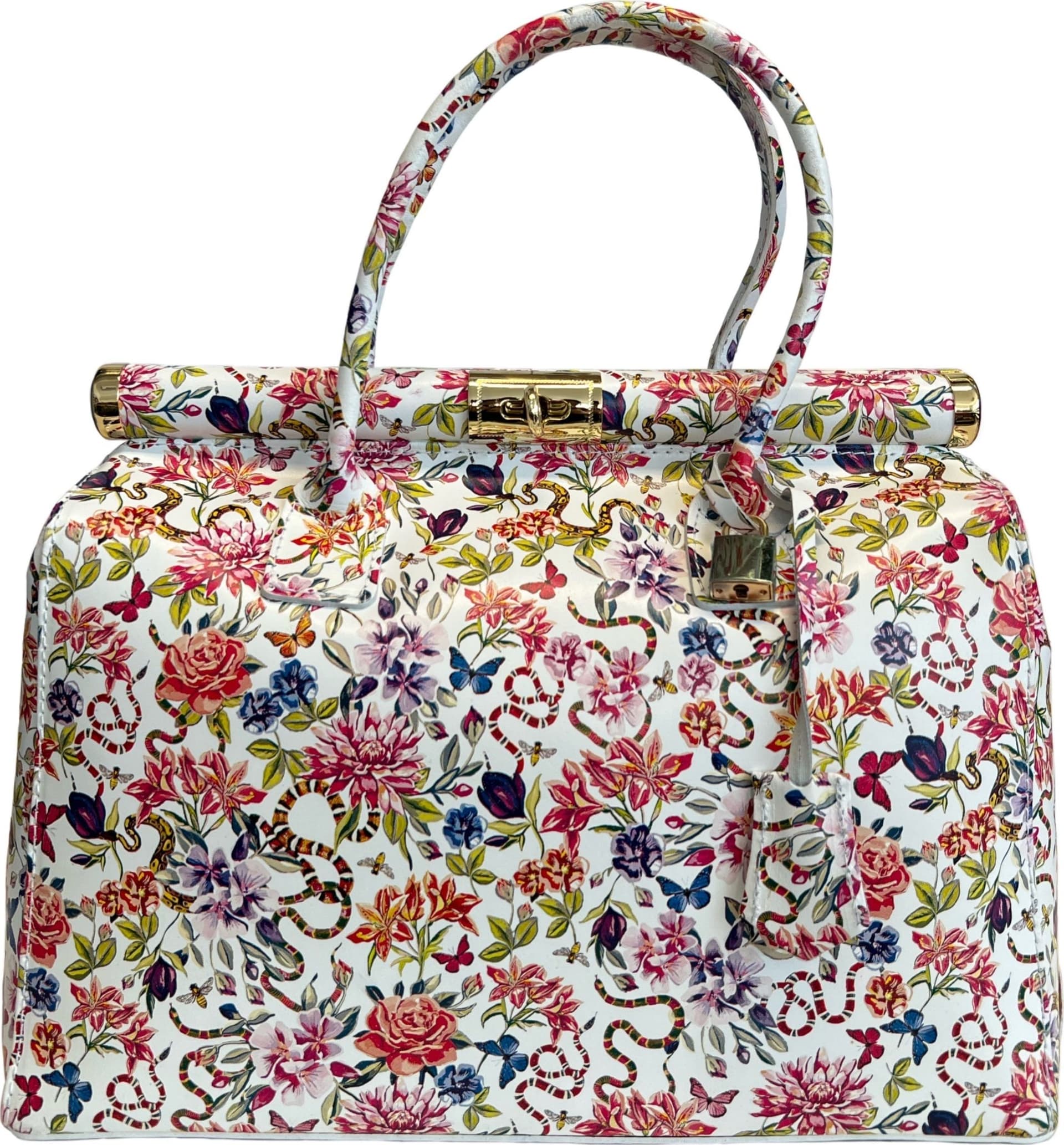 Modarno Handbag Borsa Donna a Mano Pelle con Tracolla Bauletto 35x28x16 cm (Fantasia Fiore) in Organizer borsa Modarno - Sesto Fiorentino, commercioVirtuoso.it