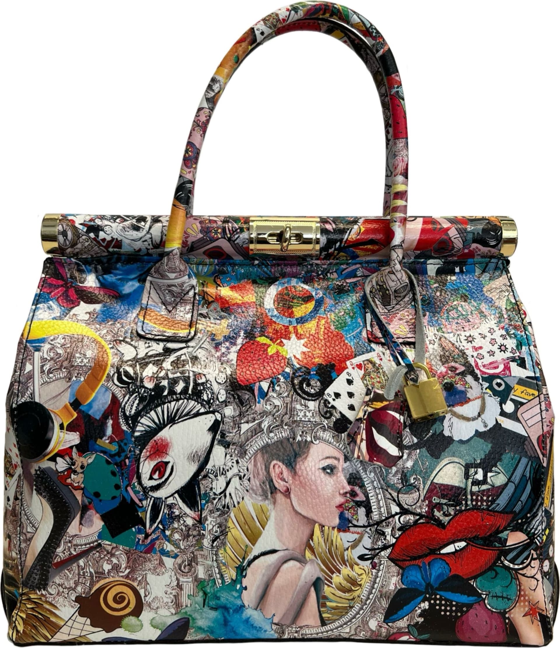Modarno Handbag Borsa Donna a Mano Pelle con Tracolla Bauletto 35x28x16 cm (Fantasia Fiore) in Organizer borsa Modarno - Sesto Fiorentino, commercioVirtuoso.it