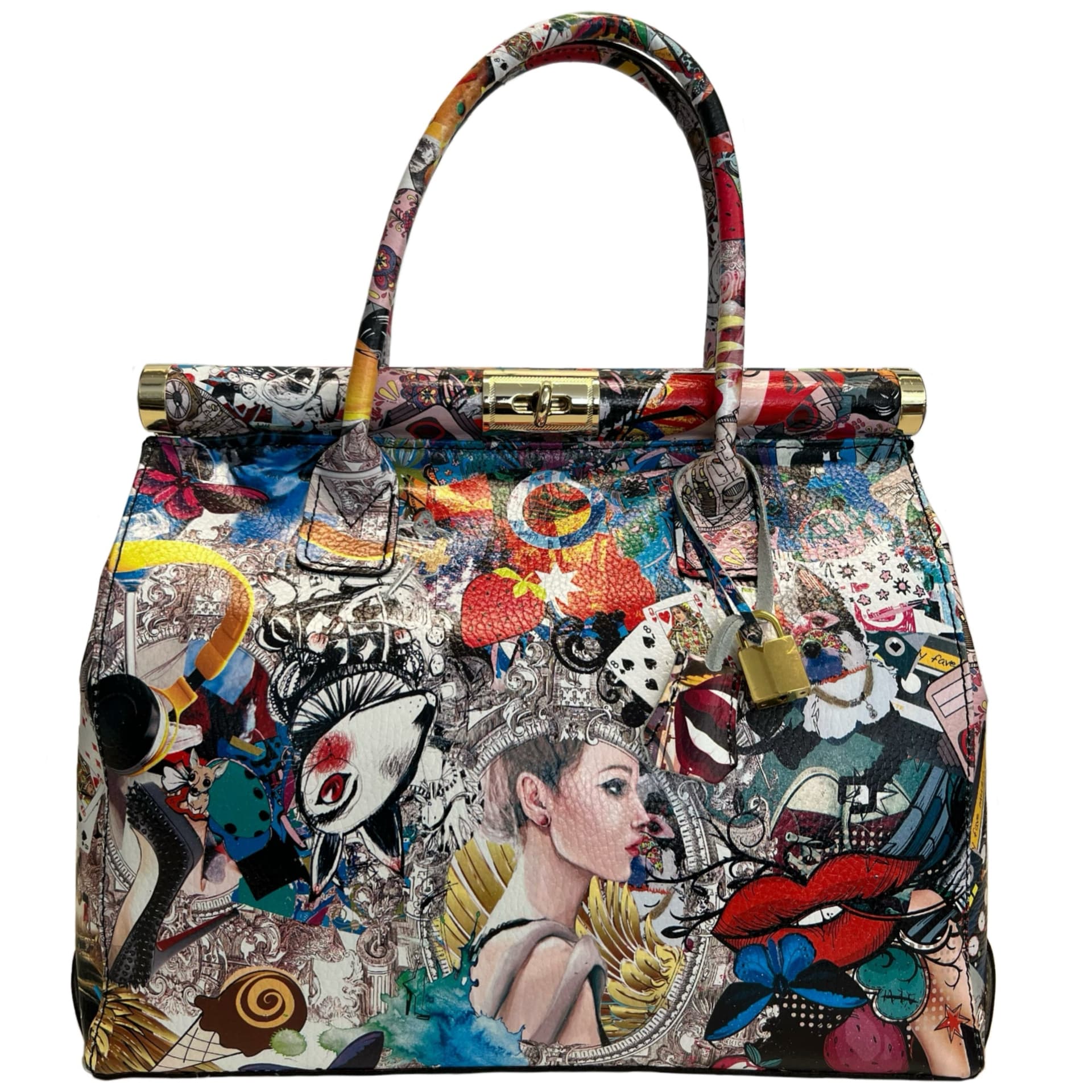 Modarno Handbag Borsa Donna a Mano Pelle con Tracolla Bauletto 35x28x16 cm (Fantasia Fiore) in Organizer borsa Modarno - Sesto Fiorentino, commercioVirtuoso.it