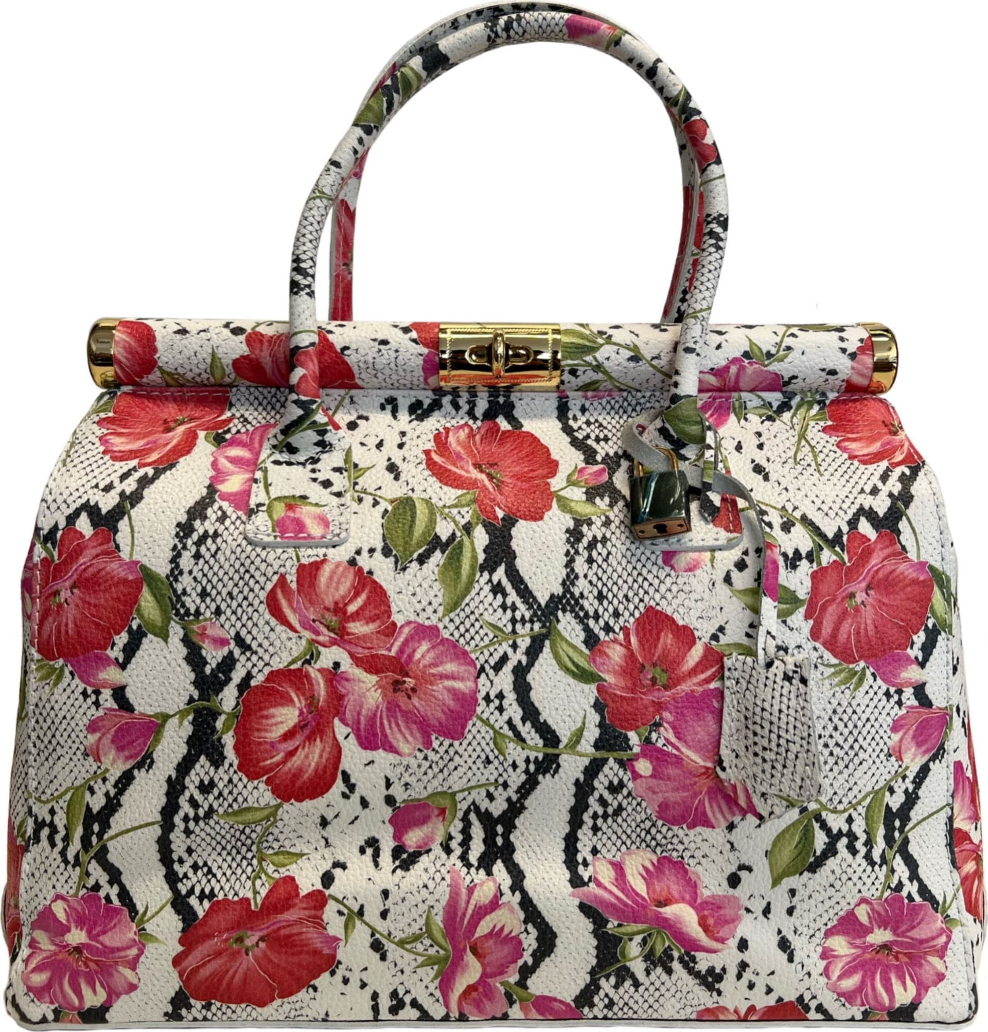 Modarno Handbag Borsa Donna a Mano Pelle con Tracolla Bauletto 35x28x16 cm (Fantasia Fiore) in Organizer borsa Modarno - Sesto Fiorentino, commercioVirtuoso.it