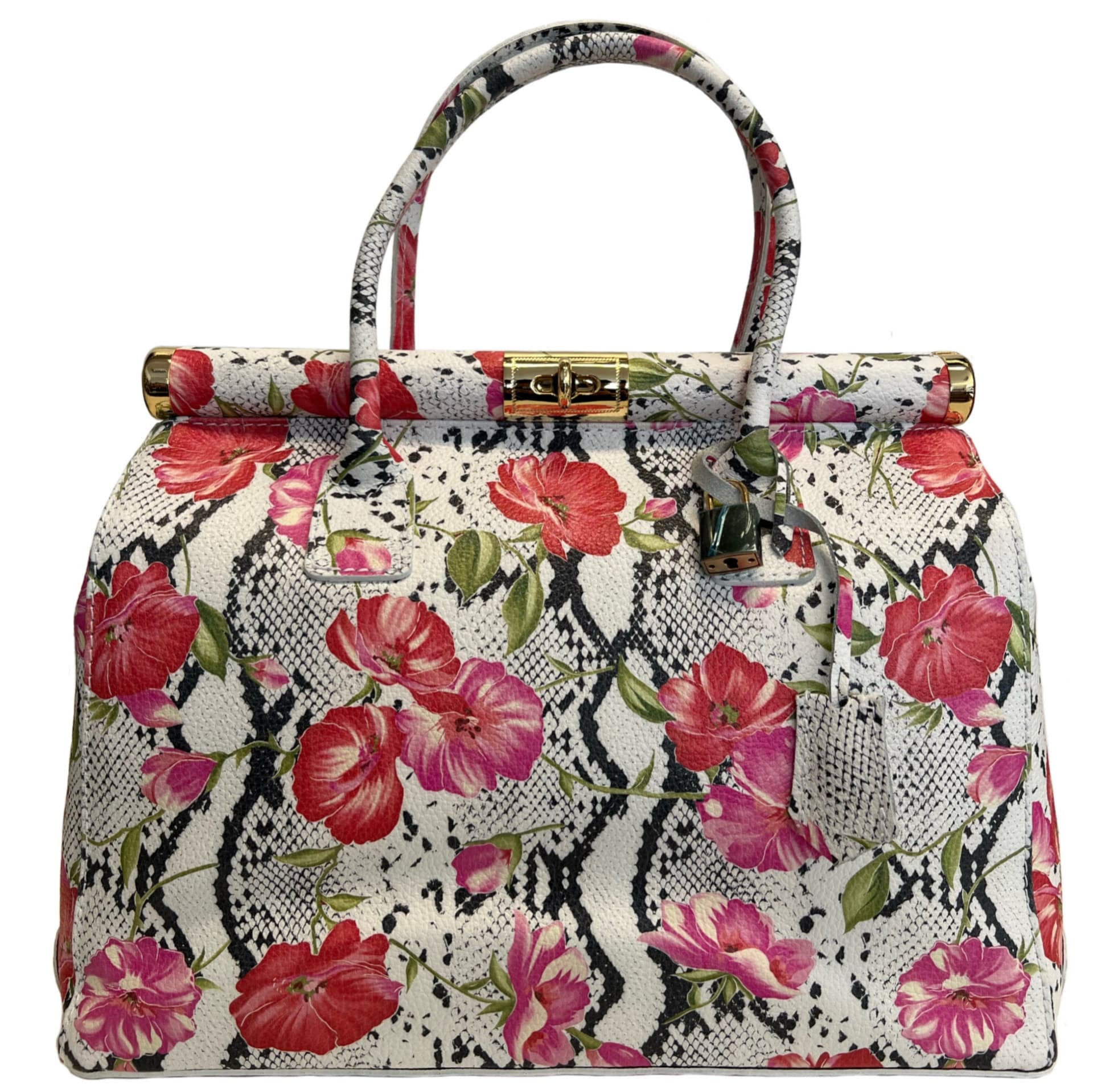 Modarno Handbag Borsa Donna a Mano Pelle con Tracolla Bauletto 35x28x16 cm (Fantasia Fiore) in Organizer borsa Modarno - Sesto Fiorentino, commercioVirtuoso.it