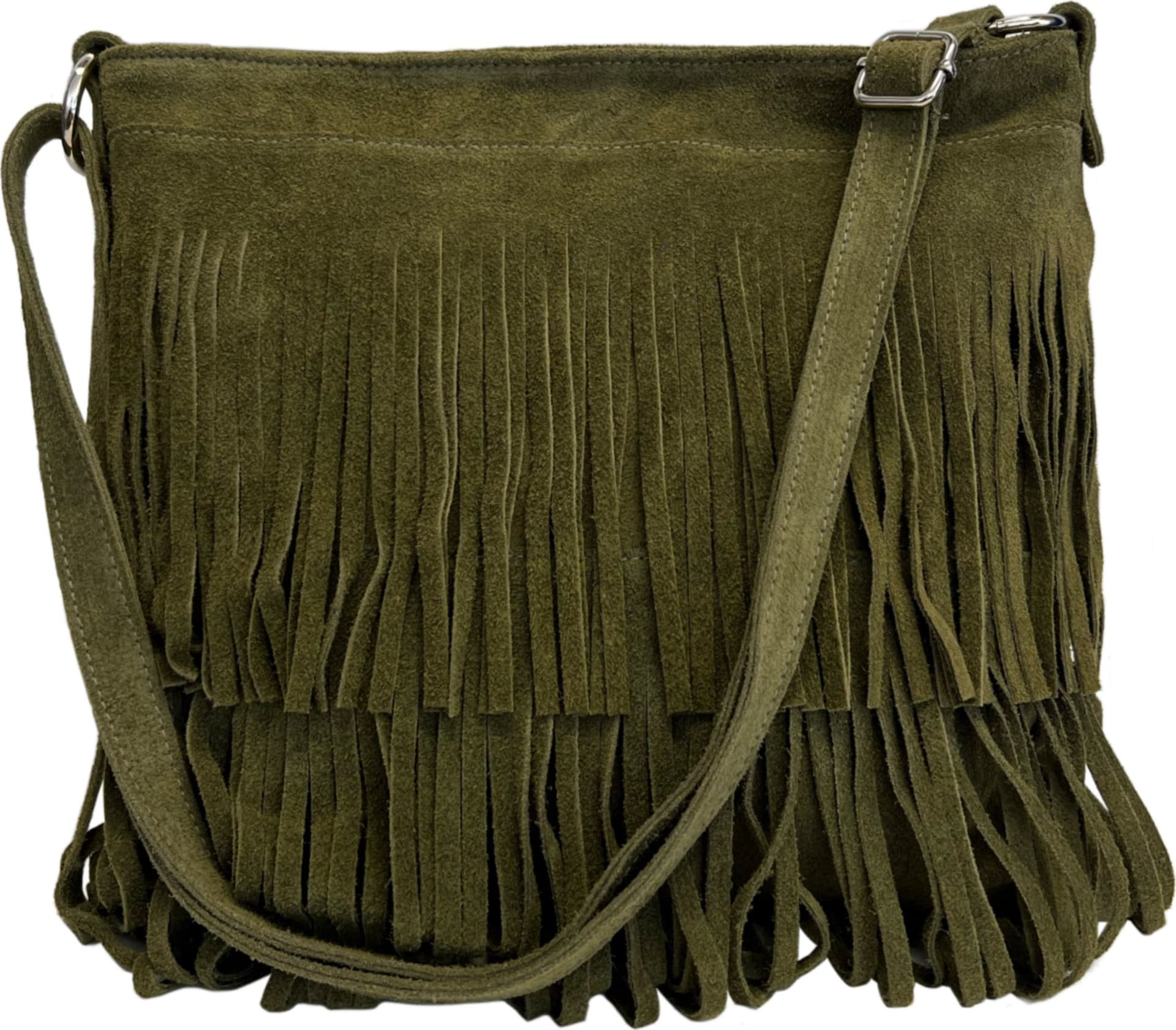 Modarno Borsa a tracolla con frange in camoscio - borsa tracolla donna in pelle scamosciata in Organizer borsa Modarno - Sesto Fiorentino, commercioVirtuoso.it