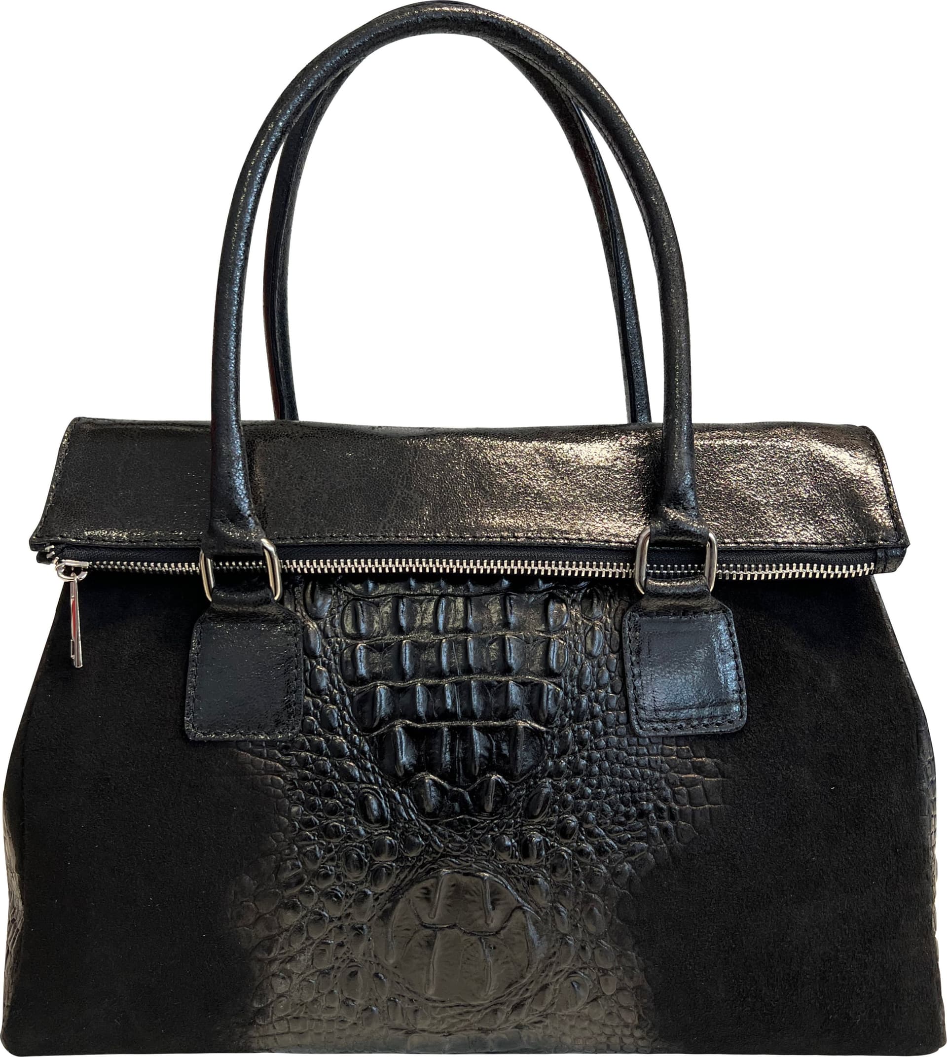 Modarno Borsa donna vera pelle scamosciato con manico dotato di tracolla rimovibile 38x14x25 cm