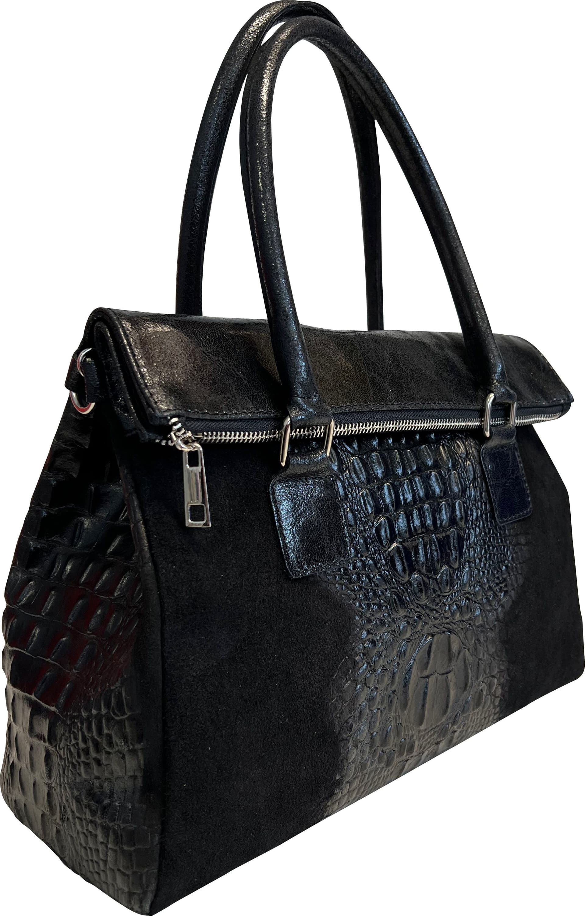 Modarno Borsa donna vera pelle scamosciato con manico dotato di tracolla rimovibile 38x14x25 cm in Organizer borsa Modarno - Sesto Fiorentino, commercioVirtuoso.it