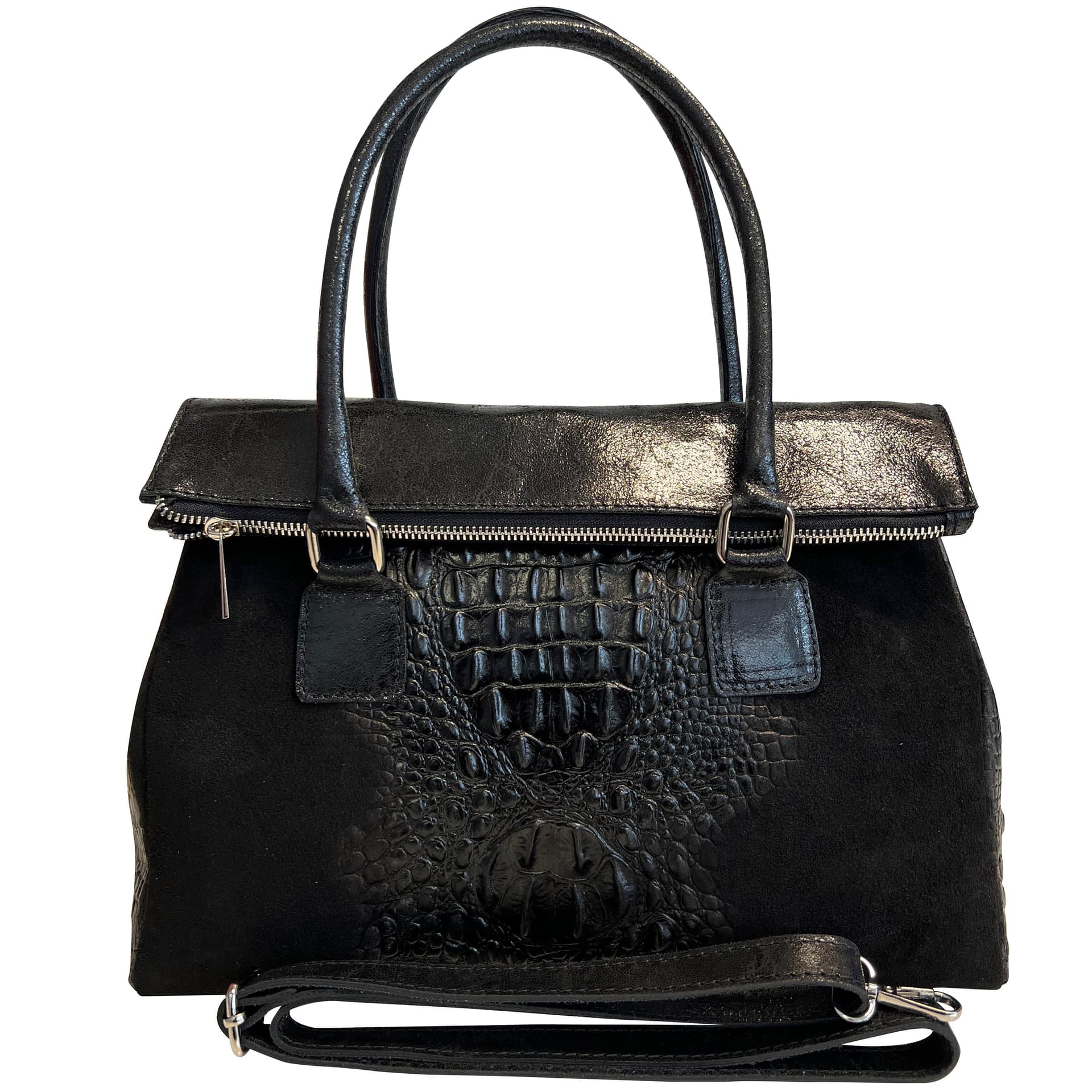 Modarno Borsa donna vera pelle scamosciato con manico dotato di tracolla rimovibile 38x14x25 cm in Organizer borsa Modarno - Sesto Fiorentino, commercioVirtuoso.it