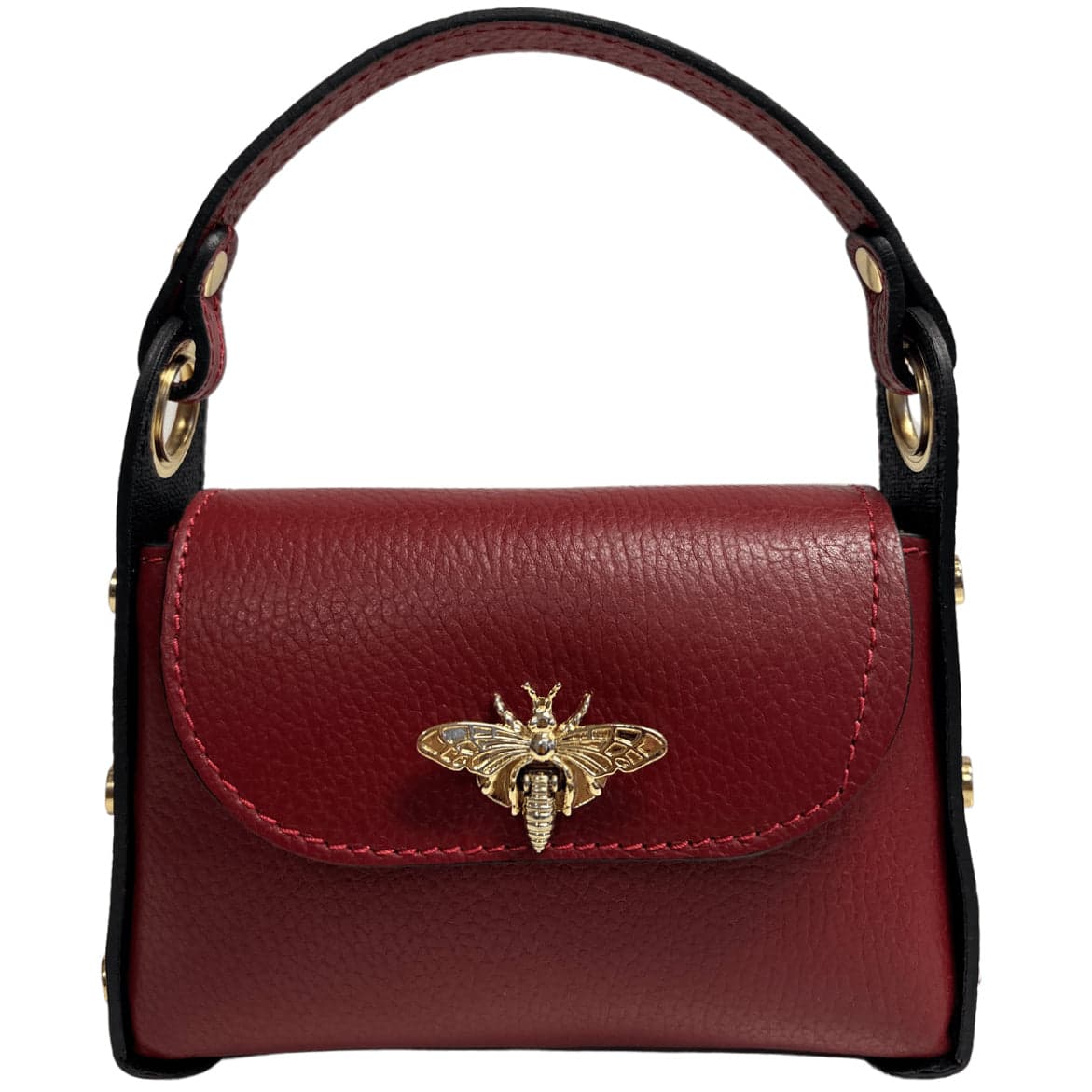 Modarno mini borsa in Vera pelle dollaro con chiusura a moschettone a forma di ape, borchie laterali, catena metallica rimovibile, manico in pelle in Borsa per toilette Modarno - Sesto Fiorentino, commercioVirtuoso.it