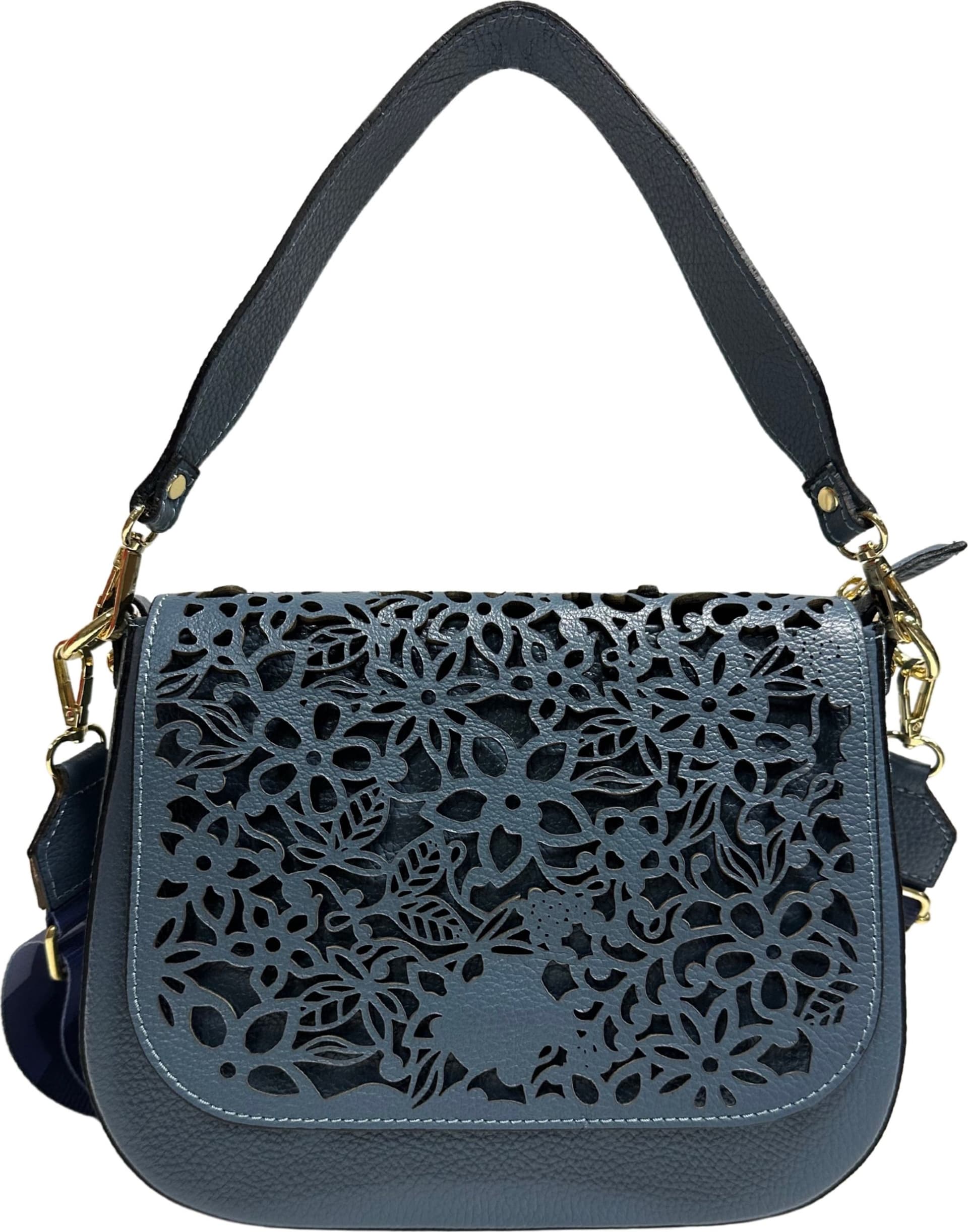 Modarno Borsa a tracolla con stampa floreale realizzata in vera pelle / Borsa donna / Regali per lei in Organizer borsa Modarno - Sesto Fiorentino, commercioVirtuoso.it