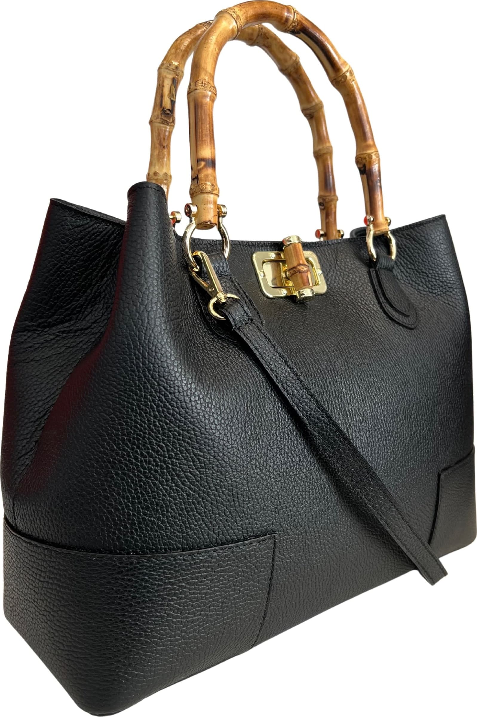 Modarno Borsa Donna in Vera Pelle con manico in vero bambù/Elegante e Minimal/Borsa di lusso Made in Italy in Organizer borsa Modarno - Sesto Fiorentino, commercioVirtuoso.it