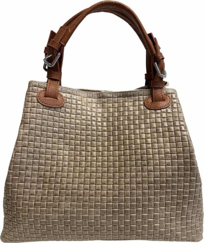 Modarno Borsa a Mano Stampa Intrecciata da Donna con Tracolla in vera pelle made in Italy - 33x17x29 Cm in Organizer borsa Modarno - Sesto Fiorentino, commercioVirtuoso.it