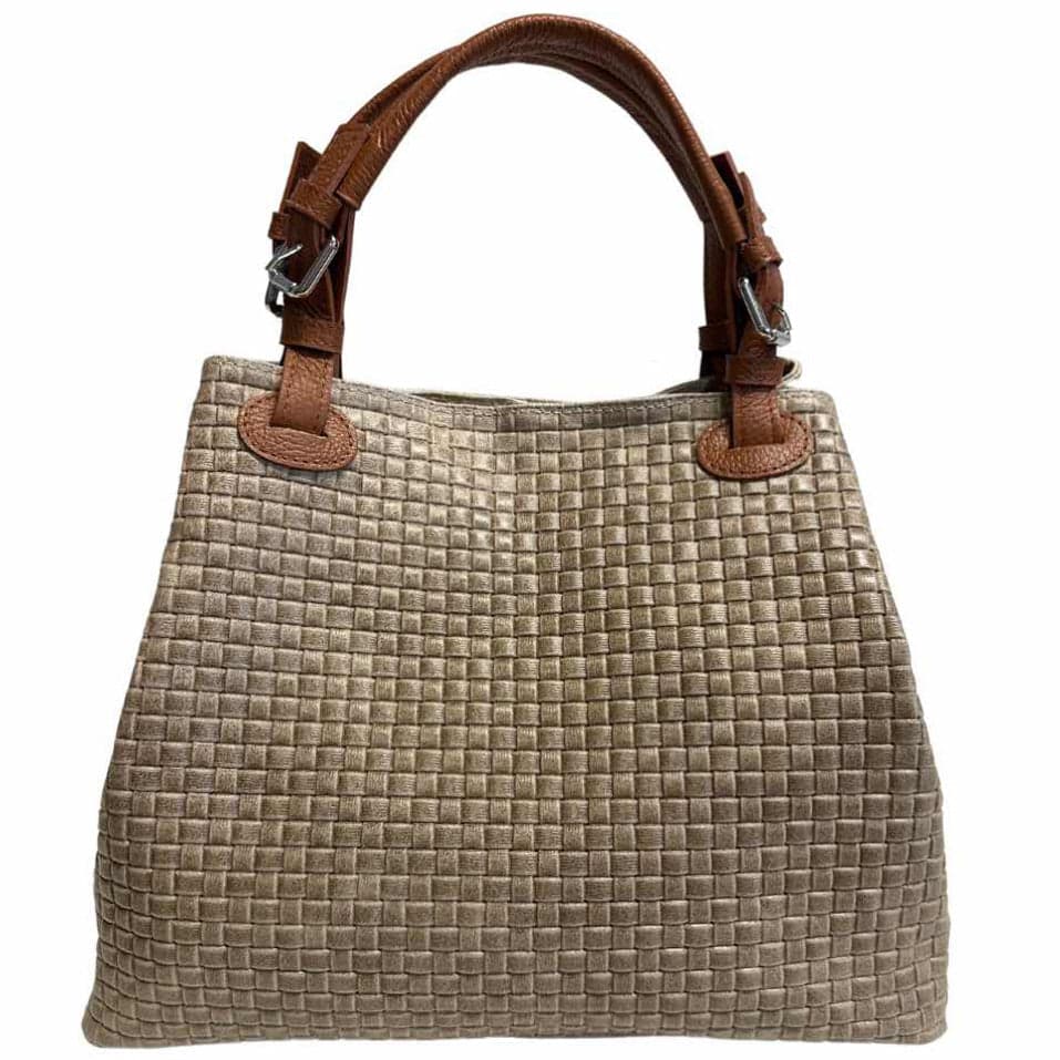 Modarno Borsa a Mano Stampa Intrecciata da Donna con Tracolla in vera pelle made in Italy - 33x17x29 Cm in Organizer borsa Modarno - Sesto Fiorentino, commercioVirtuoso.it