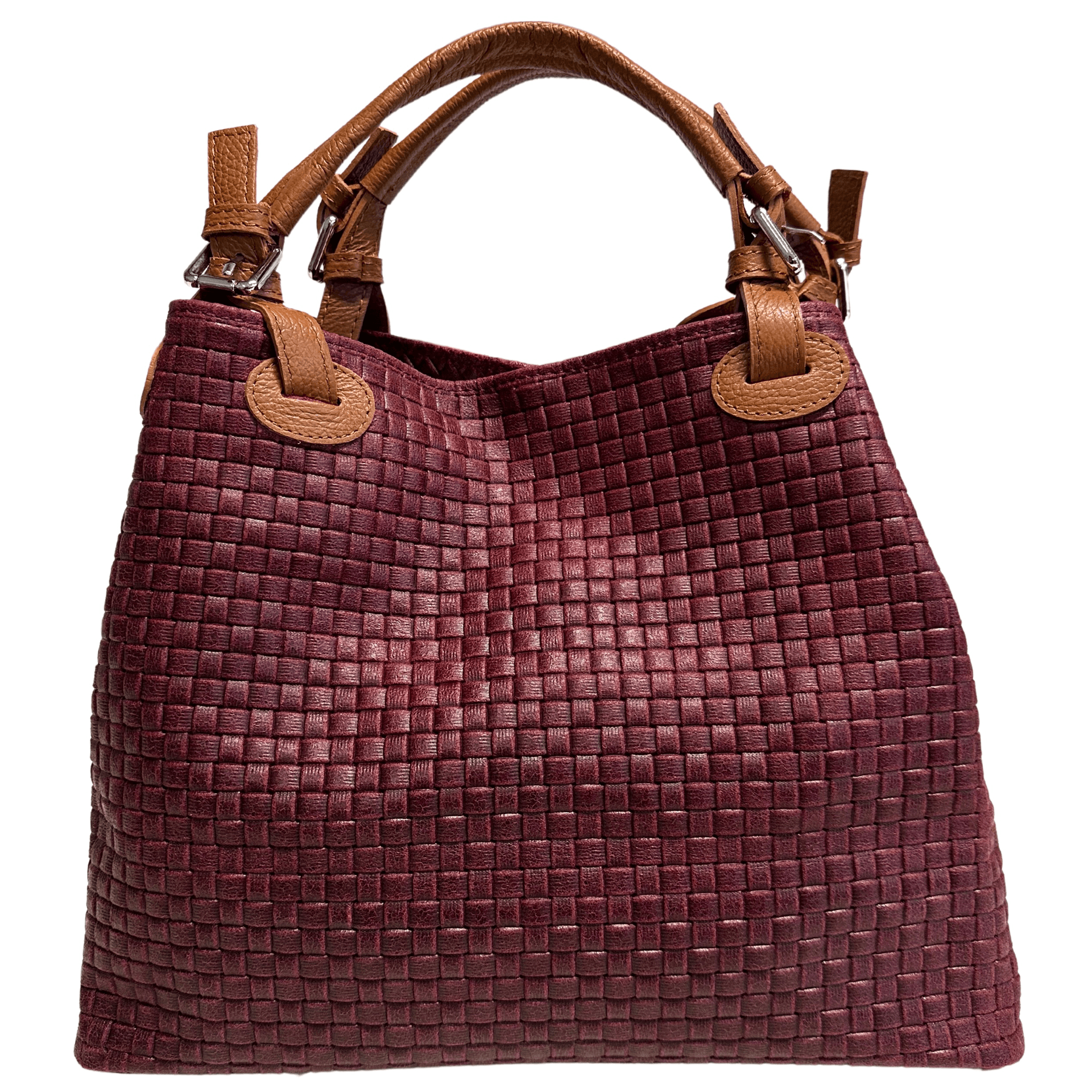 Modarno Borsa a Mano Stampa Intrecciata da Donna con Tracolla in vera pelle made in Italy - 33x17x29 Cm in Organizer borsa Modarno - Sesto Fiorentino, commercioVirtuoso.it