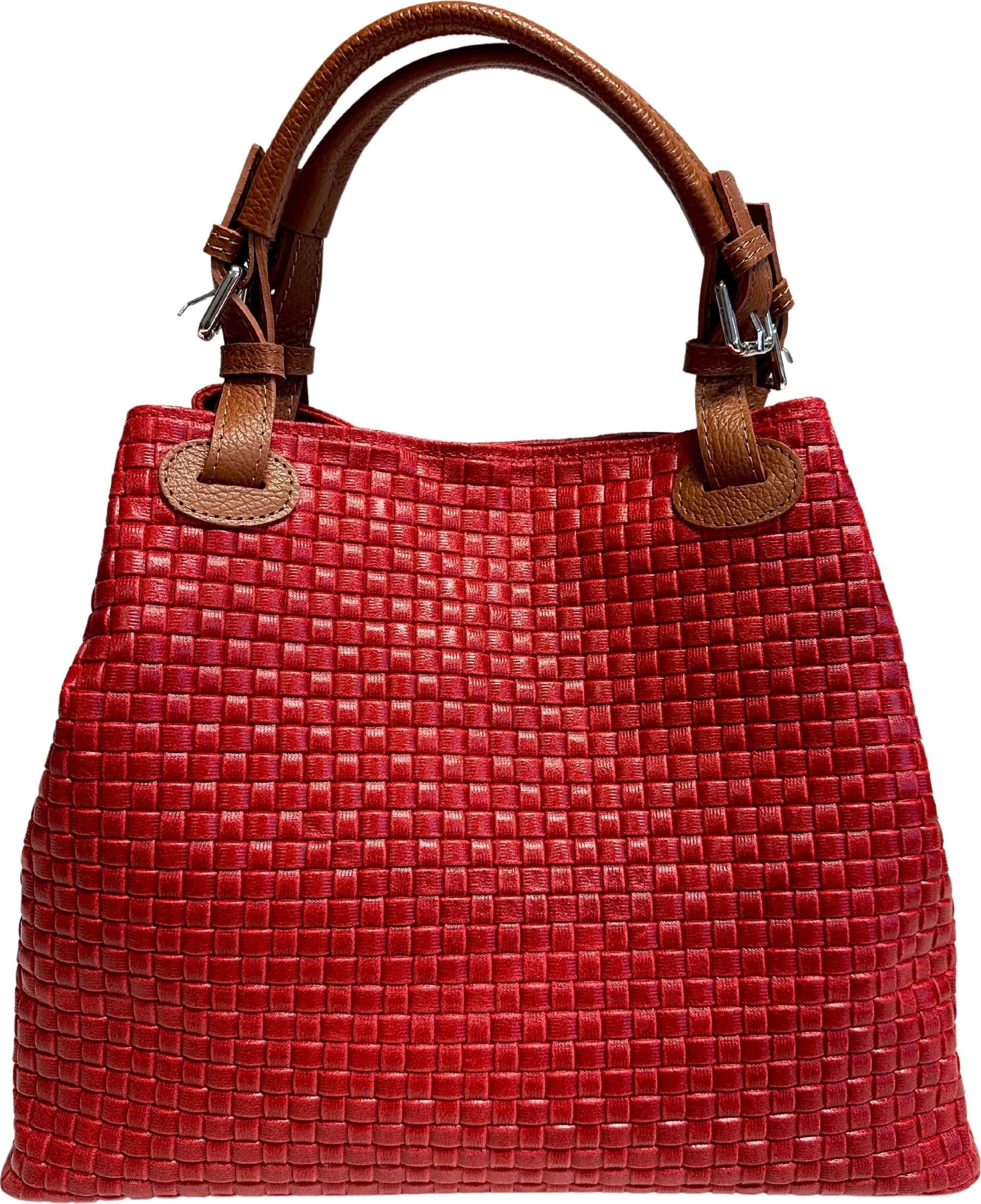 Modarno Borsa a Mano Stampa Intrecciata da Donna con Tracolla in vera pelle made in Italy - 33x17x29 Cm in Organizer borsa Modarno - Sesto Fiorentino, commercioVirtuoso.it