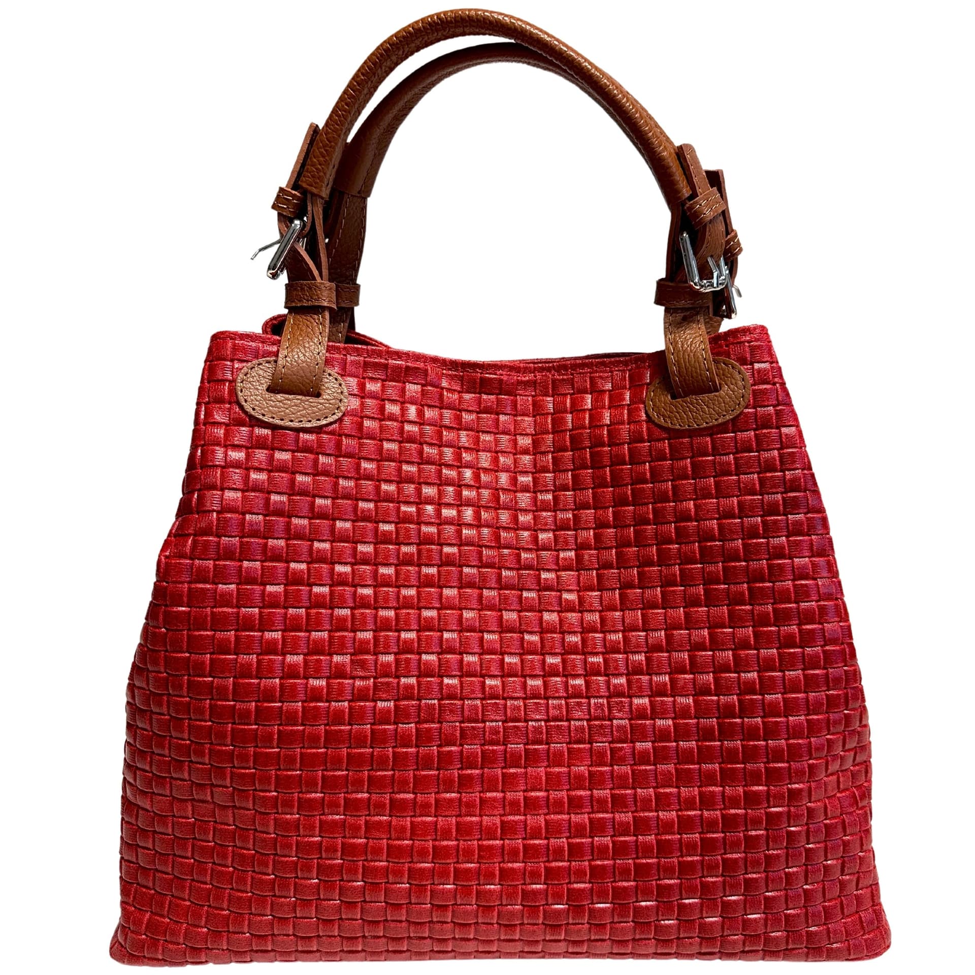 Modarno Borsa a Mano Stampa Intrecciata da Donna con Tracolla in vera pelle made in Italy - 33x17x29 Cm in Organizer borsa Modarno - Sesto Fiorentino, commercioVirtuoso.it