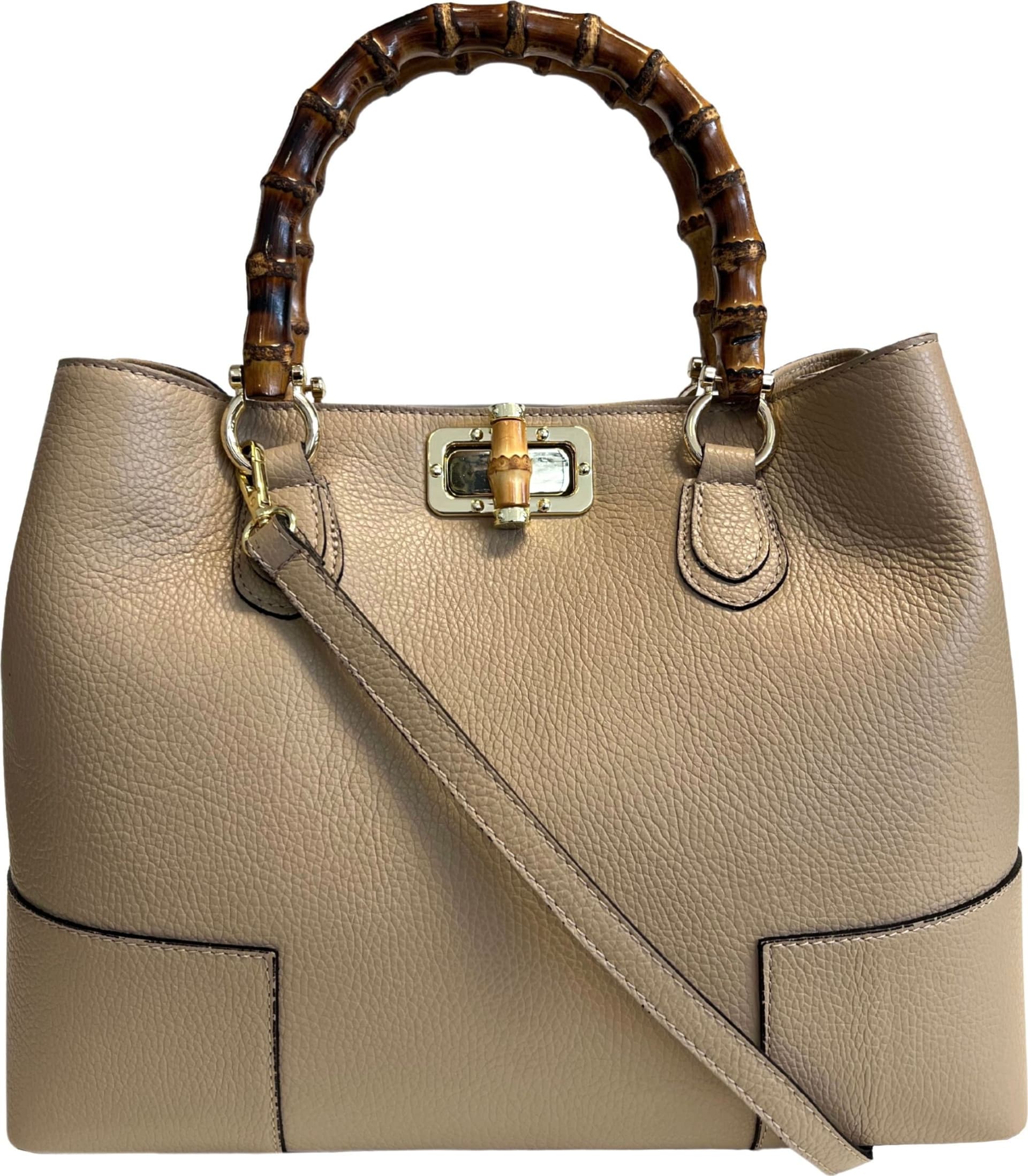 Modarno Borsa Donna in Vera Pelle con manico in vero bambù / Elegante e Minimal / Borsa di lusso Made in Italy in Organizer borsa Modarno - Sesto Fiorentino, commercioVirtuoso.it
