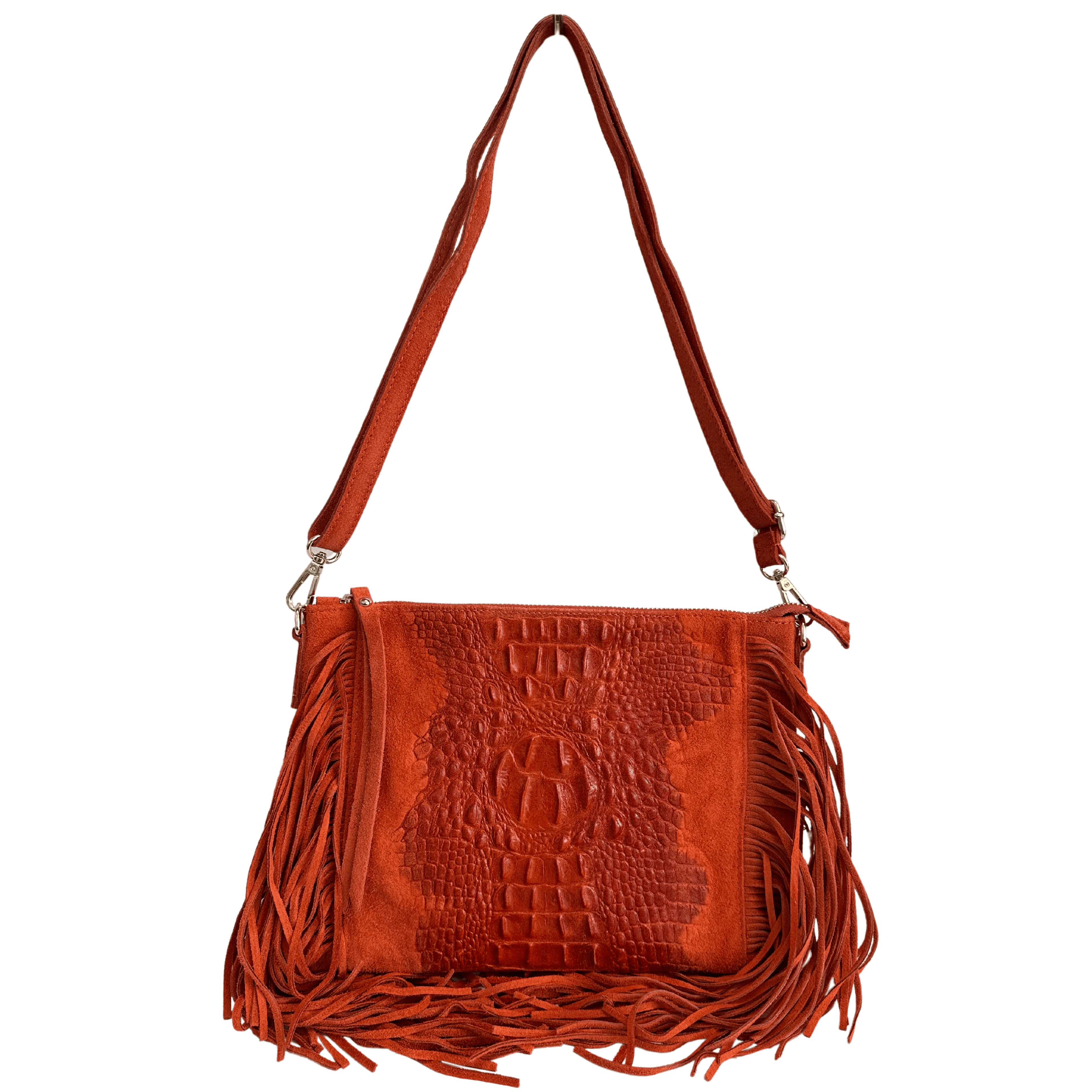 Modarno borsa da donna con frange, a tracolla, in pelle scamosciata 29x2x21 cm in Organizer borsa Modarno - Sesto Fiorentino, commercioVirtuoso.it