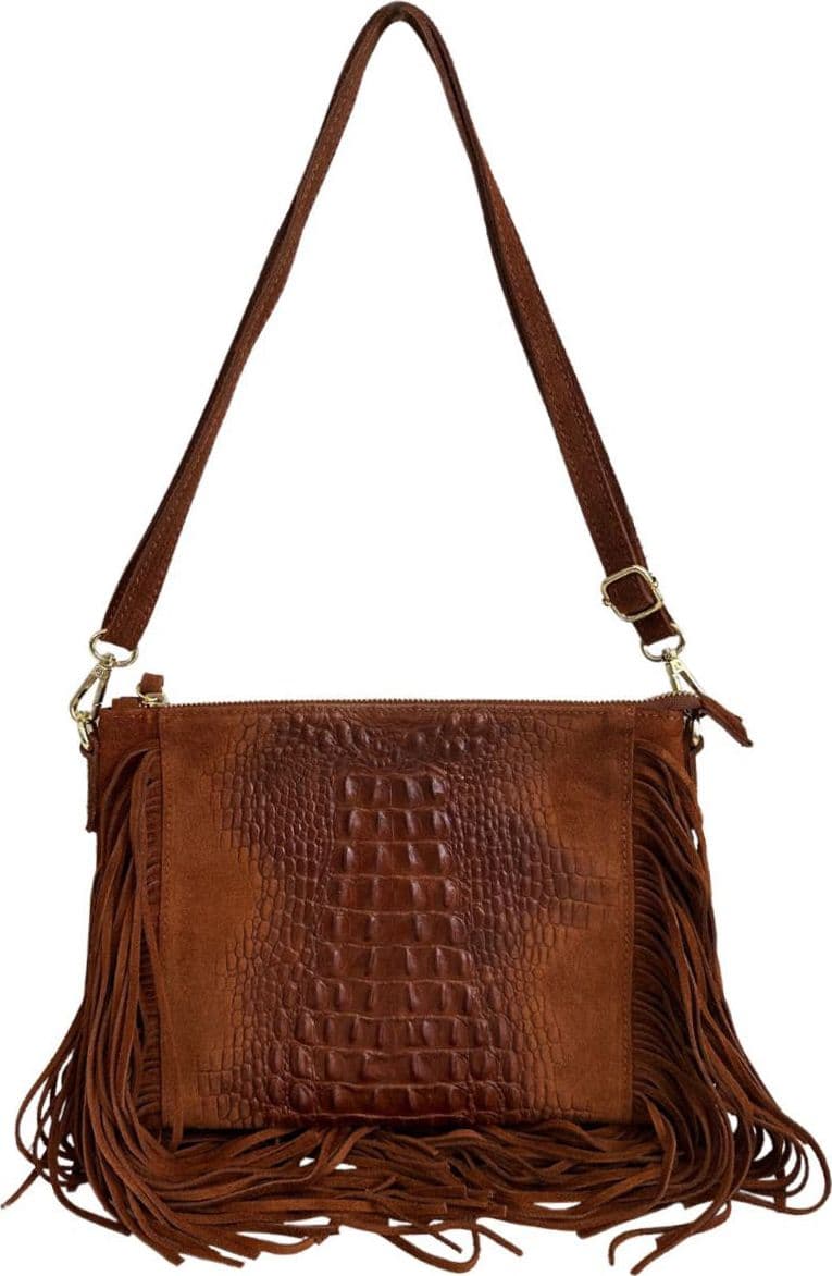 Modarno borsa da donna con frange, a tracolla, in pelle scamosciata 29x2x21 cm in Organizer borsa Modarno - Sesto Fiorentino, commercioVirtuoso.it