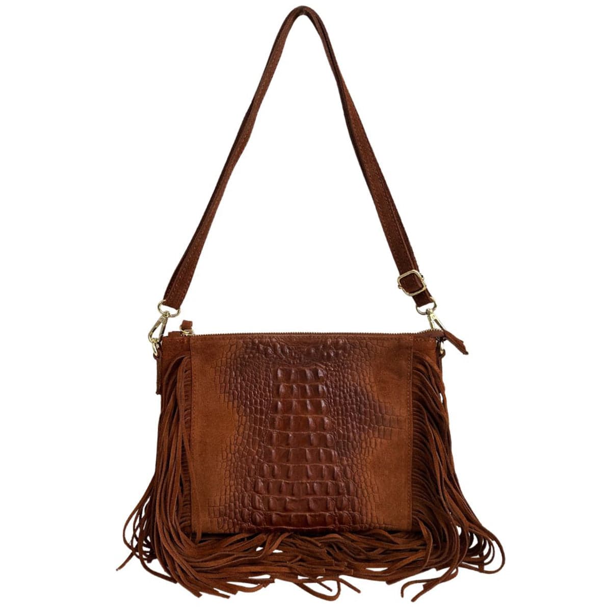 Modarno borsa da donna con frange, a tracolla, in pelle scamosciata 29x2x21 cm in Organizer borsa Modarno - Sesto Fiorentino, commercioVirtuoso.it