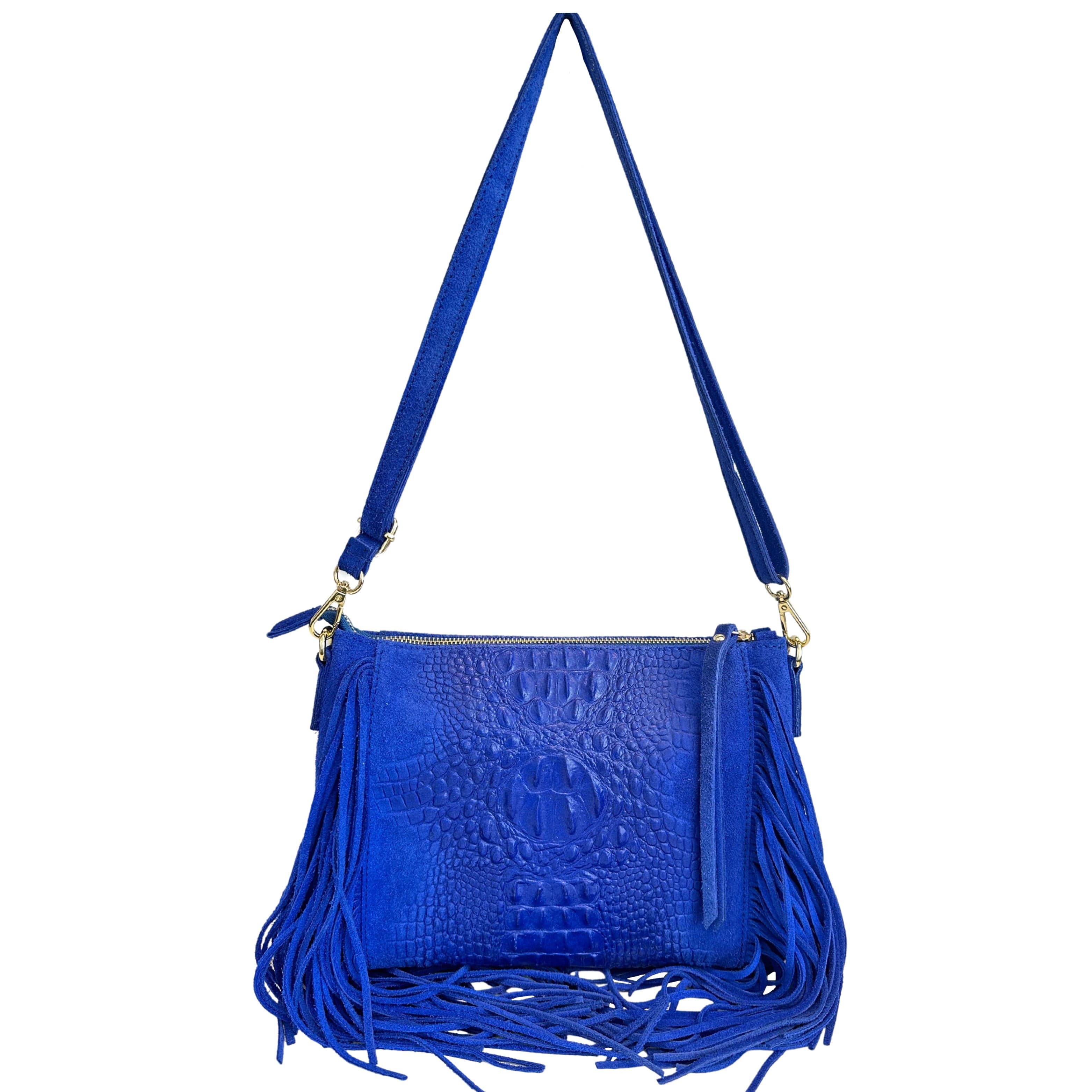 Modarno borsa da donna con frange, a tracolla, in pelle scamosciata 29x2x21 cm in Organizer borsa Modarno - Sesto Fiorentino, commercioVirtuoso.it