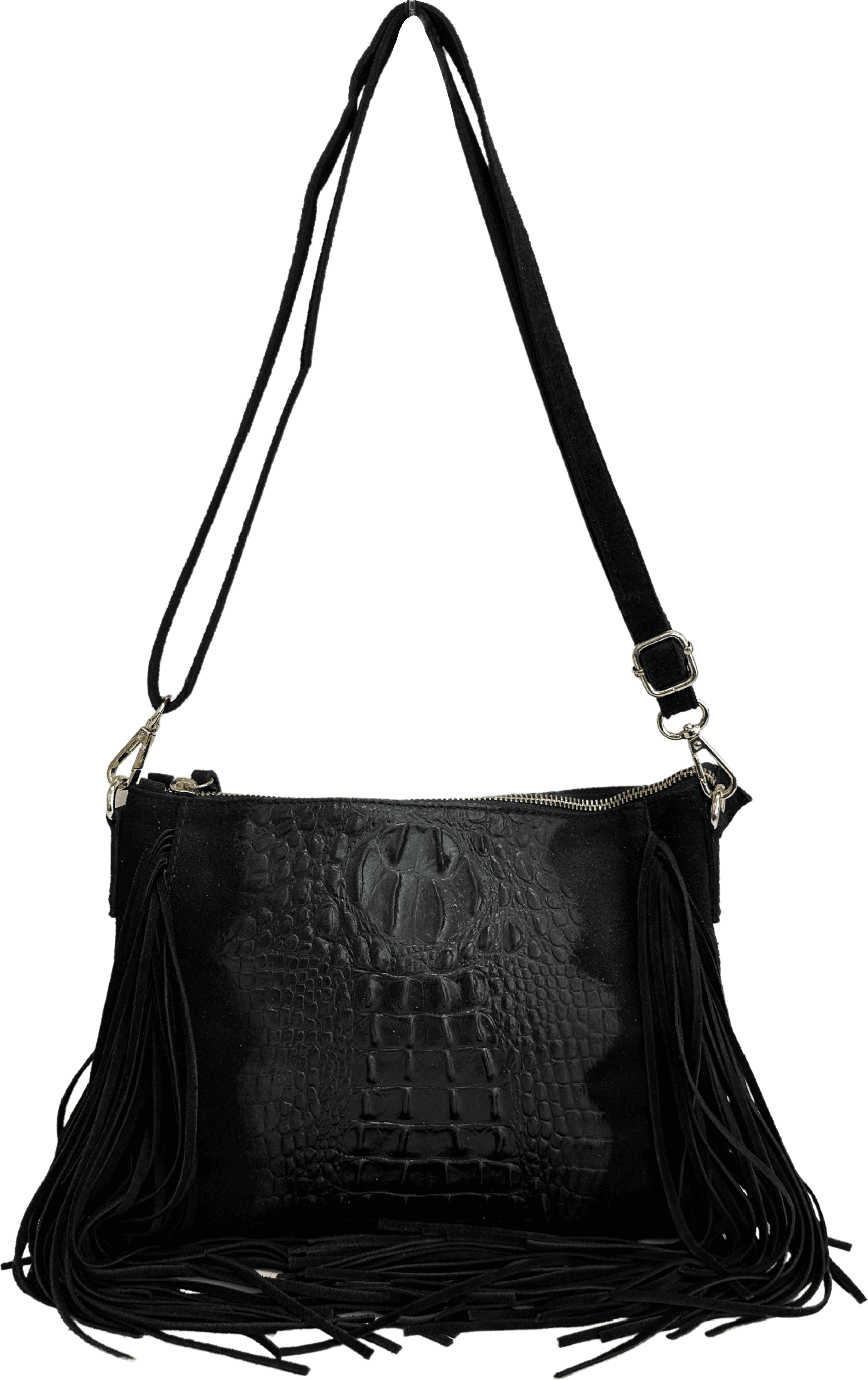 Modarno borsa da donna con frange, a tracolla, in pelle scamosciata 29x2x21 cm in Organizer borsa Modarno - Sesto Fiorentino, commercioVirtuoso.it