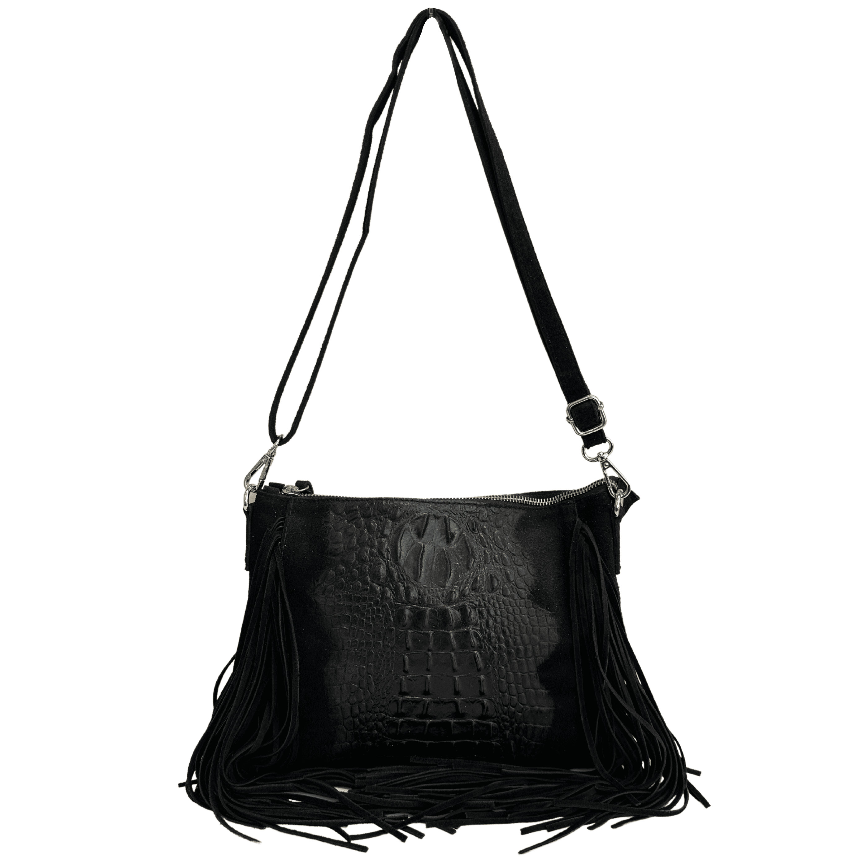 Modarno borsa da donna con frange, a tracolla, in pelle scamosciata 29x2x21 cm in Organizer borsa Modarno - Sesto Fiorentino, commercioVirtuoso.it