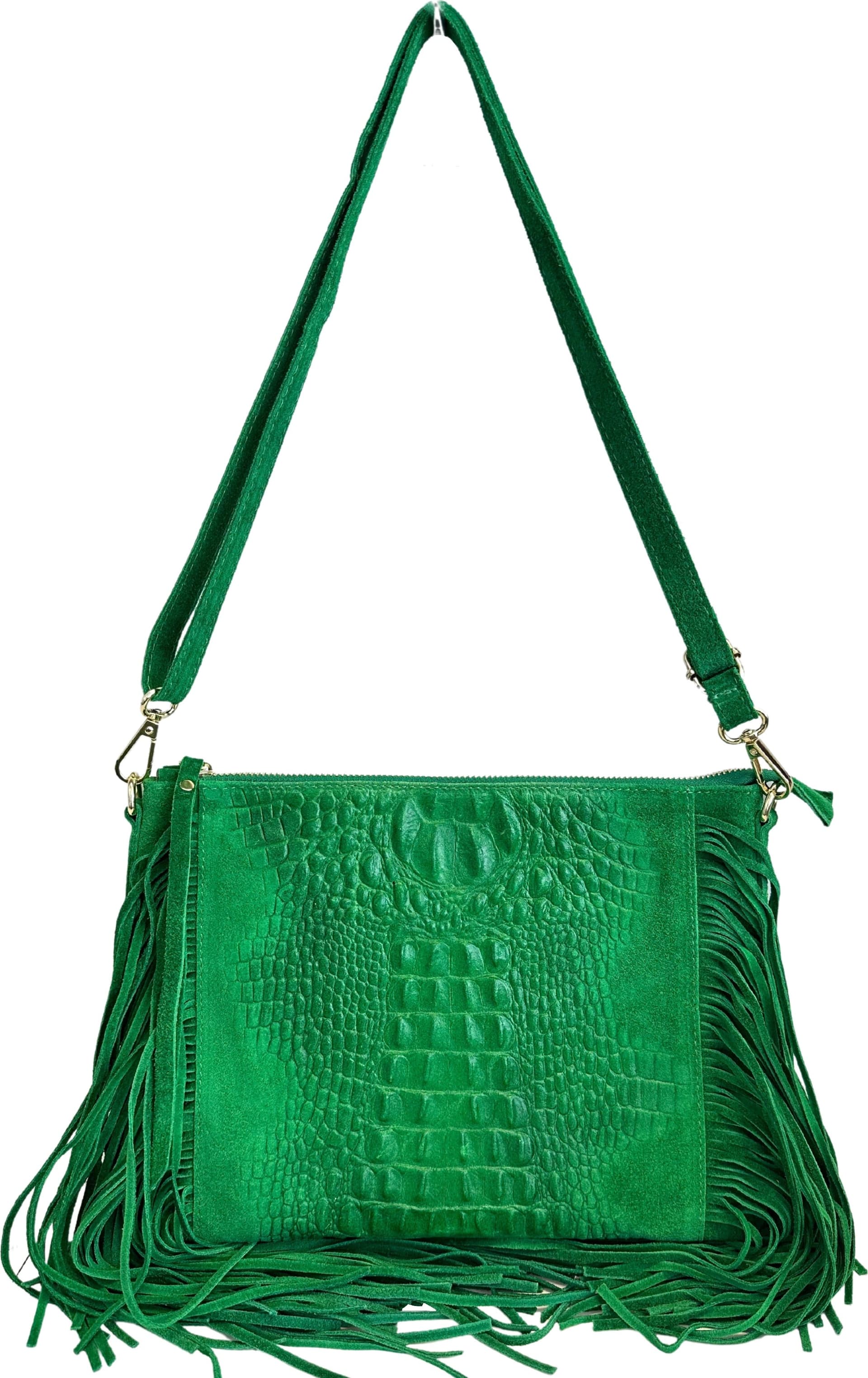 Modarno borsa da donna con frange, a tracolla, in pelle scamosciata 29x2x21 cm in Organizer borsa Modarno - Sesto Fiorentino, commercioVirtuoso.it