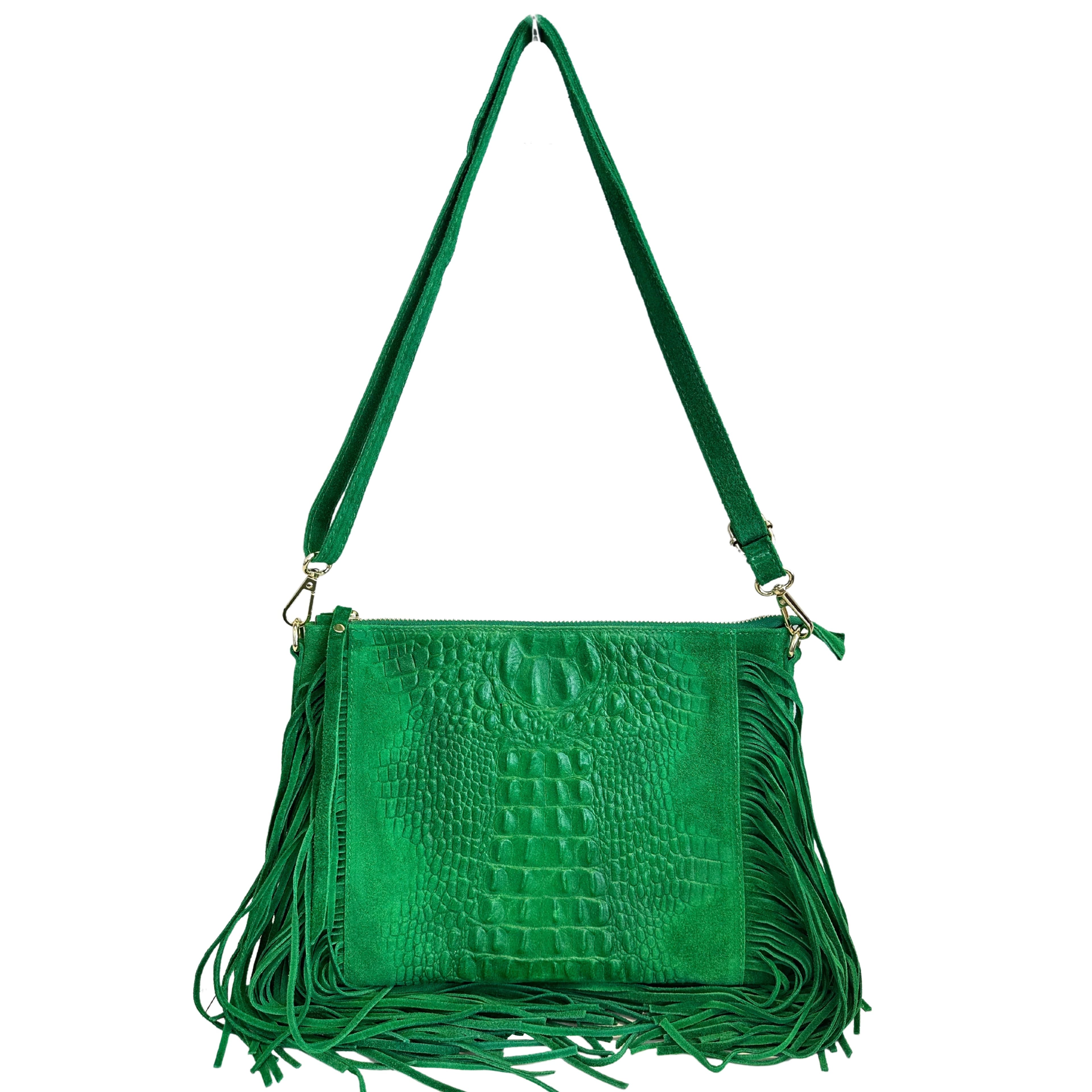 Modarno borsa da donna con frange, a tracolla, in pelle scamosciata 29x2x21 cm in Organizer borsa Modarno - Sesto Fiorentino, commercioVirtuoso.it