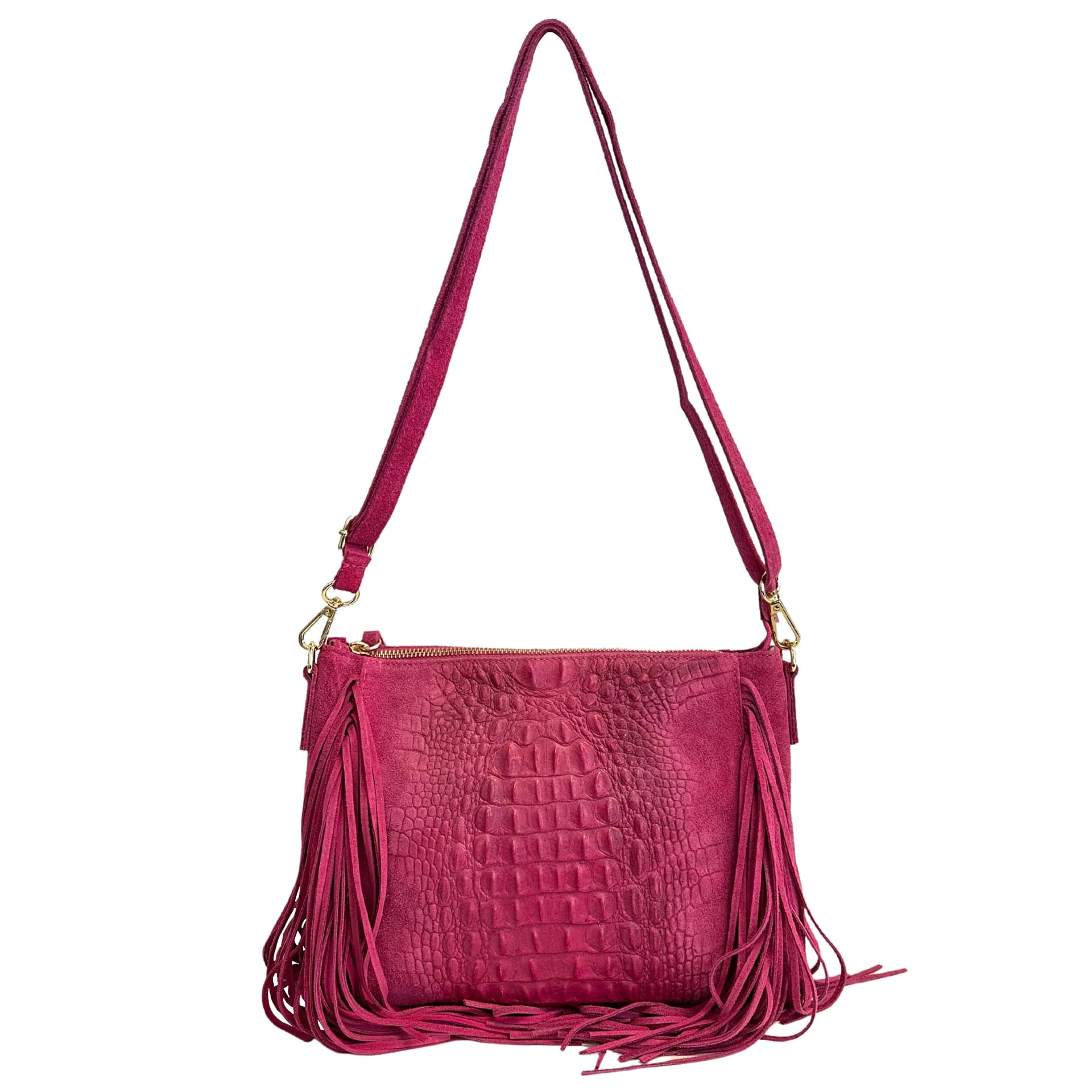 Modarno borsa da donna con frange, a tracolla, in pelle scamosciata 29x2x21 cm in Organizer borsa Modarno - Sesto Fiorentino, commercioVirtuoso.it