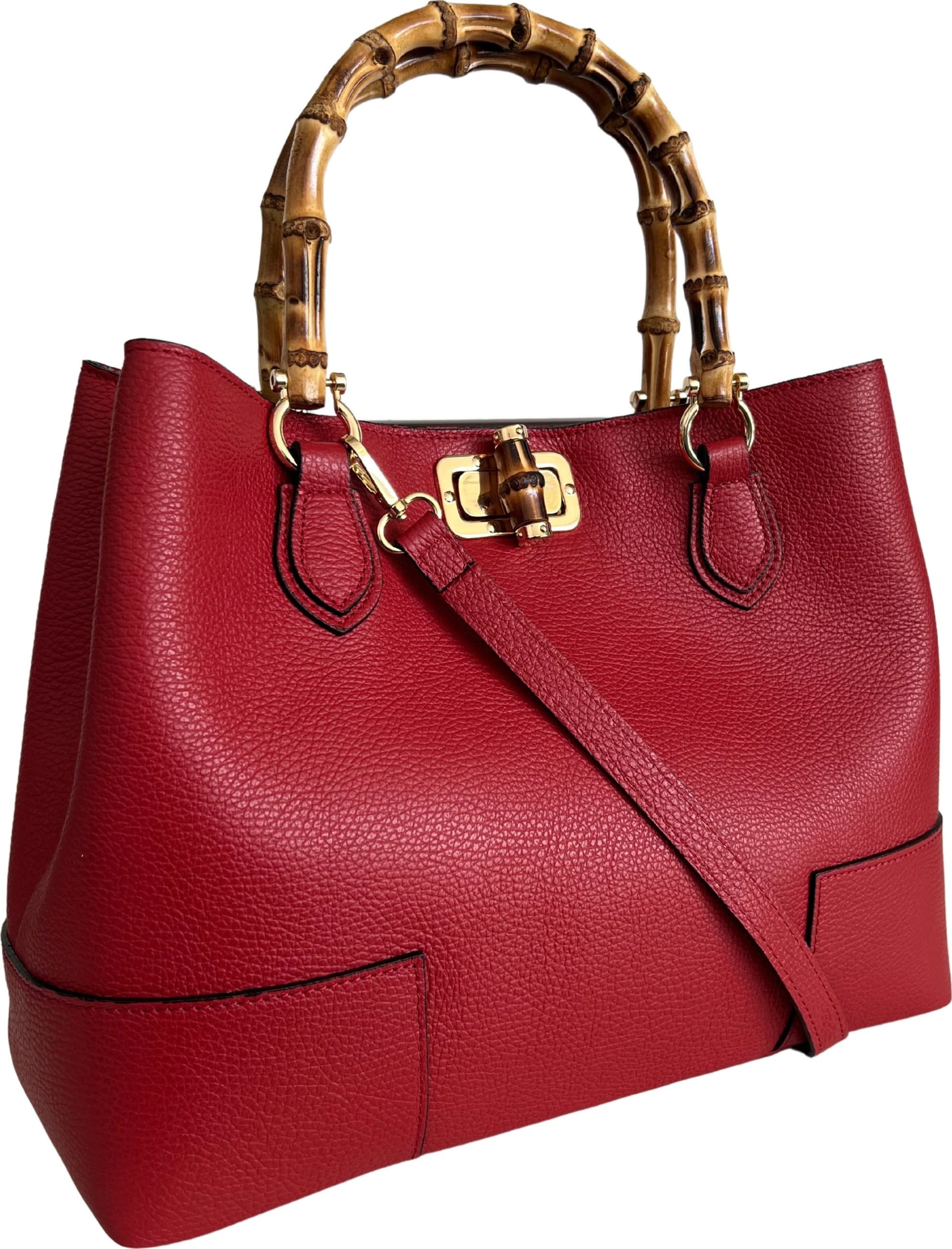 Modarno Borsa Donna in Vera Pelle con manico in vero bambù / Elegante e Minimal / Borsa di lusso Made in Italy in Organizer borsa Modarno - Sesto Fiorentino, commercioVirtuoso.it