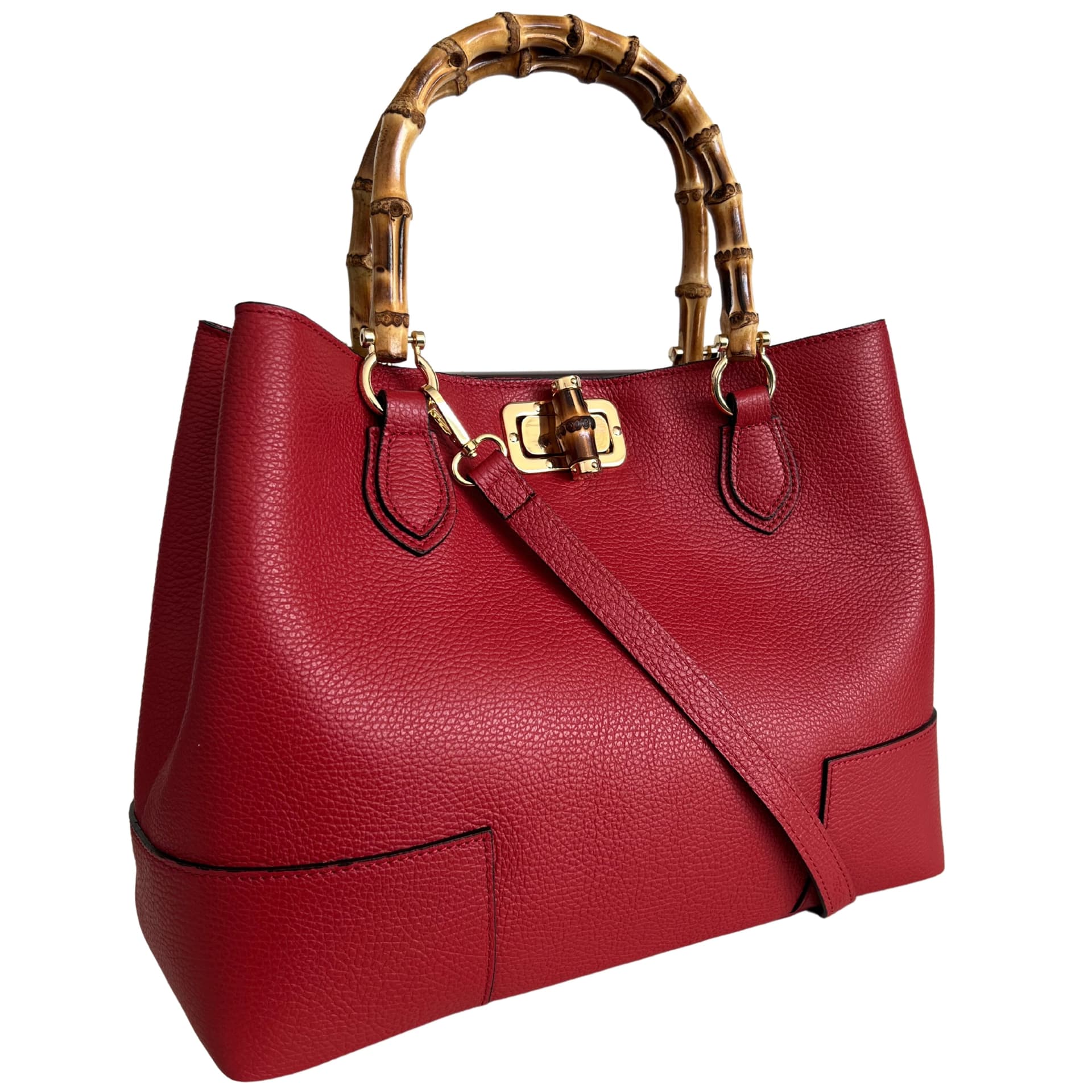 Modarno Borsa Donna in Vera Pelle con manico in vero bambù / Elegante e Minimal / Borsa di lusso Made in Italy in Organizer borsa Modarno - Sesto Fiorentino, commercioVirtuoso.it