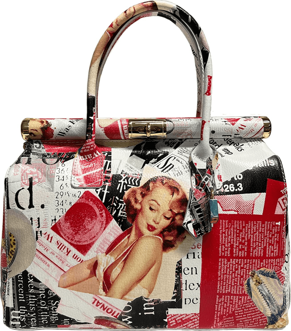 Modarno Handbag Borsa Donna a Mano Pelle con Tracolla Bauletto 35x28x16 cm (Fantasia Fiore) in Organizer borsa Modarno - Sesto Fiorentino, commercioVirtuoso.it