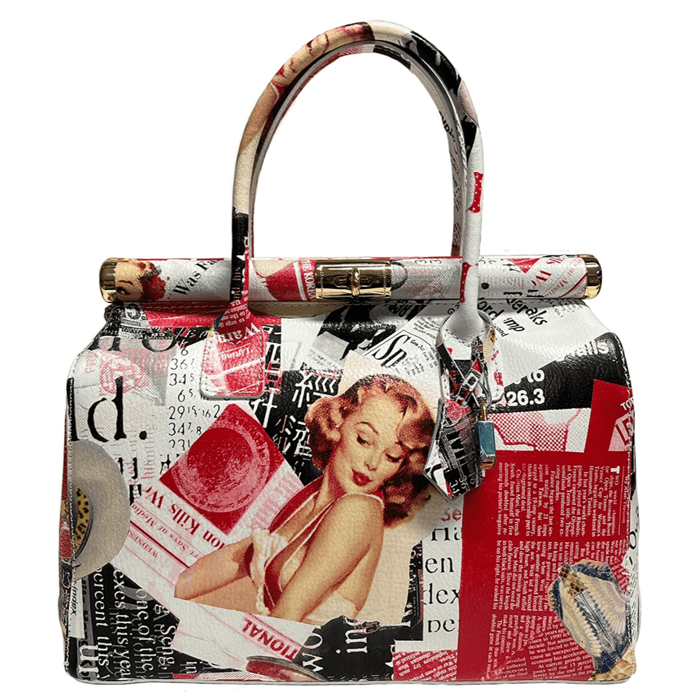 Modarno Handbag Borsa Donna a Mano Pelle con Tracolla Bauletto 35x28x16 cm (Fantasia Fiore) in Organizer borsa Modarno - Sesto Fiorentino, commercioVirtuoso.it