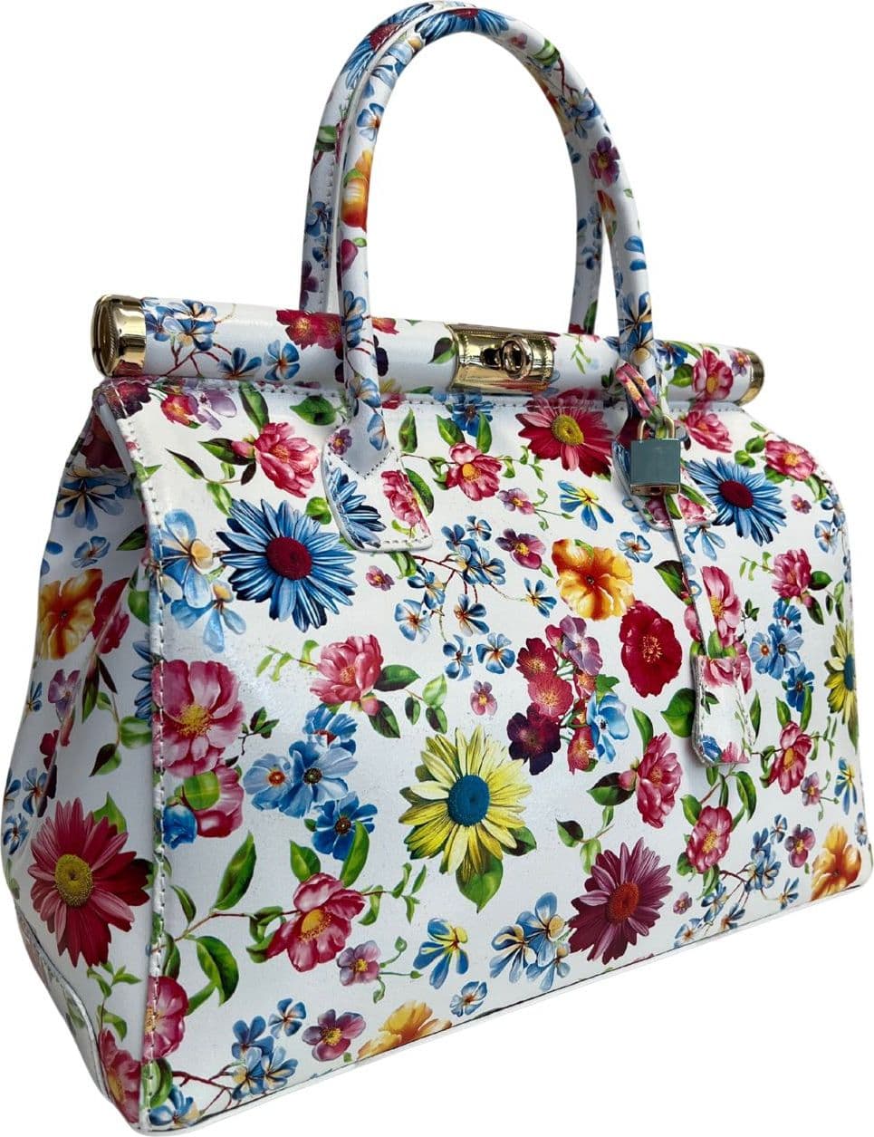 Modarno Handbag Borsa Donna a Mano Pelle con Tracolla Bauletto 35x28x16 cm (Fantasia Fiore) in Organizer borsa Modarno - Sesto Fiorentino, commercioVirtuoso.it