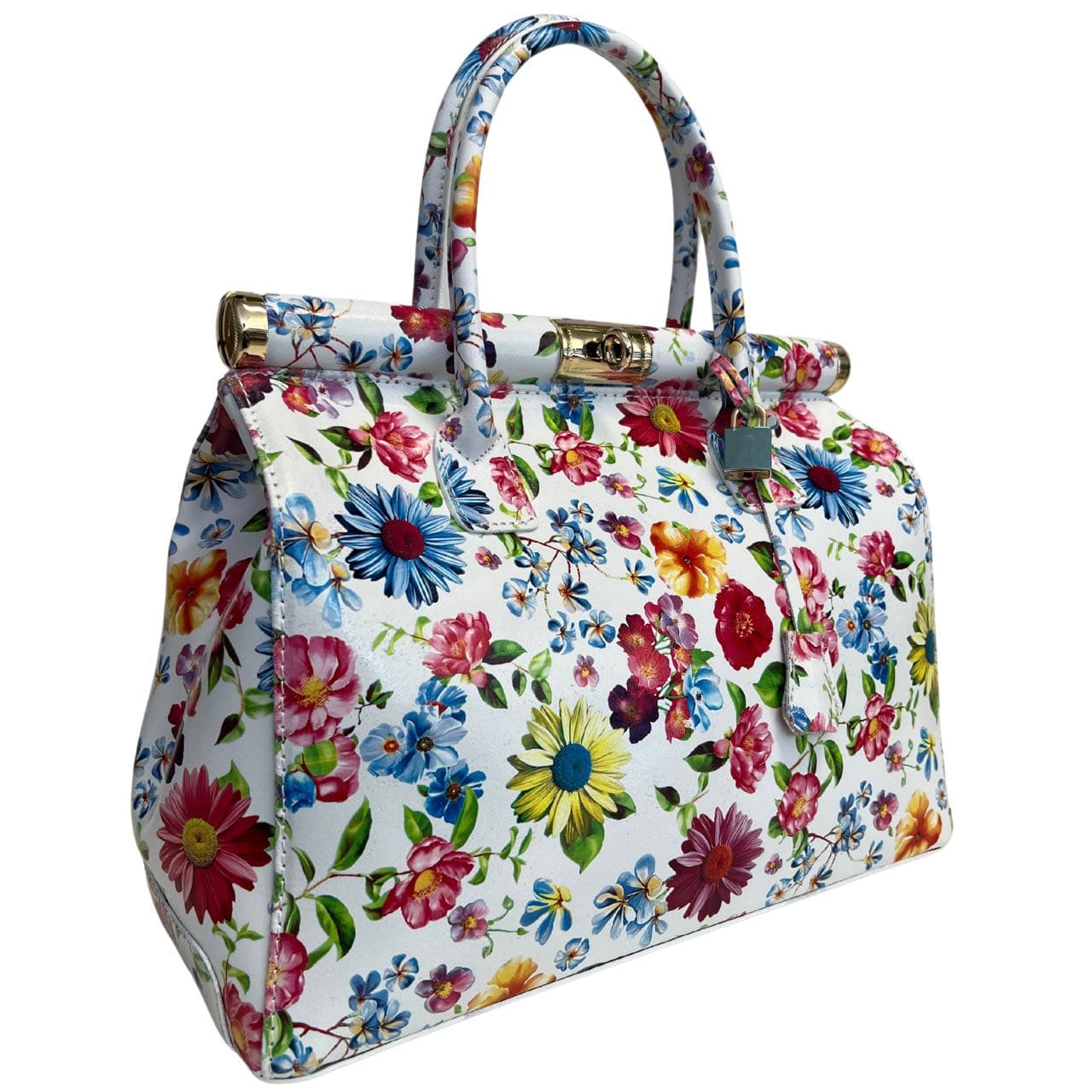 Modarno Handbag Borsa Donna a Mano Pelle con Tracolla Bauletto 35x28x16 cm (Fantasia Fiore) in Organizer borsa Modarno - Sesto Fiorentino, commercioVirtuoso.it