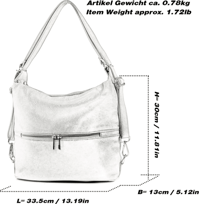 Modarno Borsa spalla da donna e borsa zaino 2 in 1 realizzato a mano, in vera pelle in Organizer borsa Modarno - Sesto Fiorentino, commercioVirtuoso.it