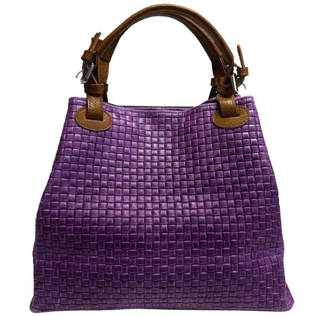 Modarno Borsa a Mano Stampa Intrecciata da Donna con Tracolla in vera pelle made in Italy - 33x17x29 Cm in Organizer borsa Modarno - Sesto Fiorentino, commercioVirtuoso.it