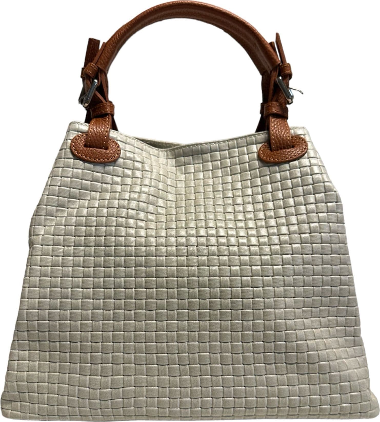 Modarno Borsa a Mano Stampa Intrecciata da Donna con Tracolla in vera pelle made in Italy - 33x17x29 Cm in Organizer borsa Modarno - Sesto Fiorentino, commercioVirtuoso.it