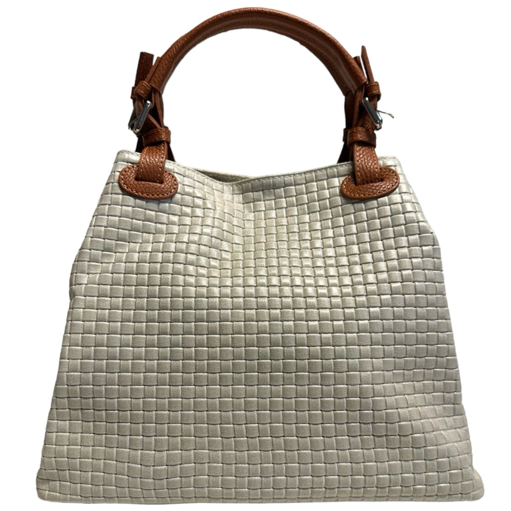 Modarno Borsa a Mano Stampa Intrecciata da Donna con Tracolla in vera pelle made in Italy - 33x17x29 Cm in Organizer borsa Modarno - Sesto Fiorentino, commercioVirtuoso.it