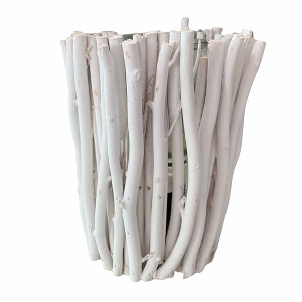 Vaso portacandela in legno bianco per esterno e interno decorazione per giardino - 5