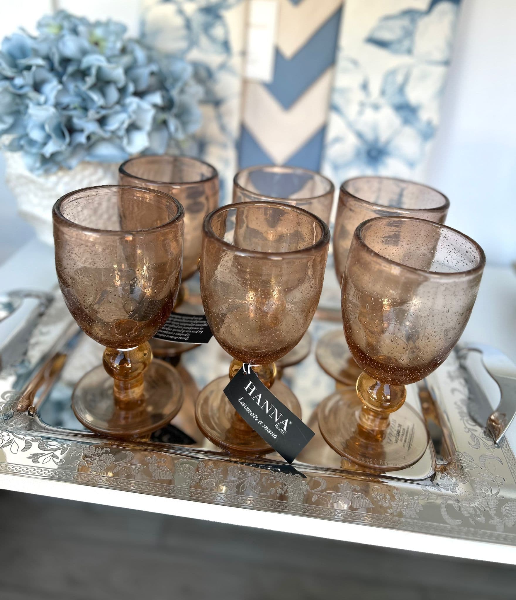 Set 6 Calici Vino Hanna Home in Vetro in Calici da acqua The King Luxury - San Marcellino, commercioVirtuoso.it