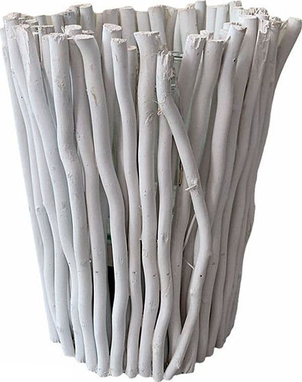 Vaso portacandela in legno bianco per esterno e interno decorazione per giardino - 7