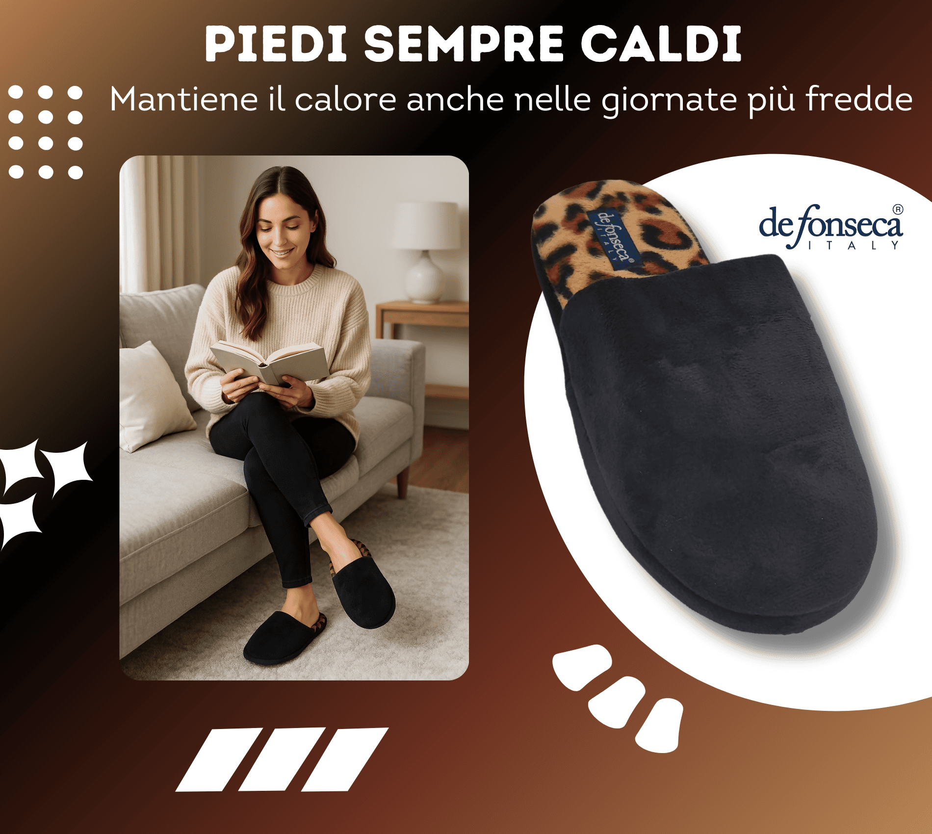 de fonseca Ciabatte Donna Invernali da Casa, Pantofole Calde e Pelose, Pantofola Animalier Leopardata in Ciabatte moda Primo Calzature - Venezia, commercioVirtuoso.it