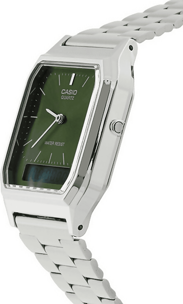 Orologio Casio, AQ-230A-3A, orologio unisex con quadrante verde smeraldo, orario doppio uno analogico e uno digitale in Orologi da polso Loweconomy - Marineo, commercioVirtuoso.it