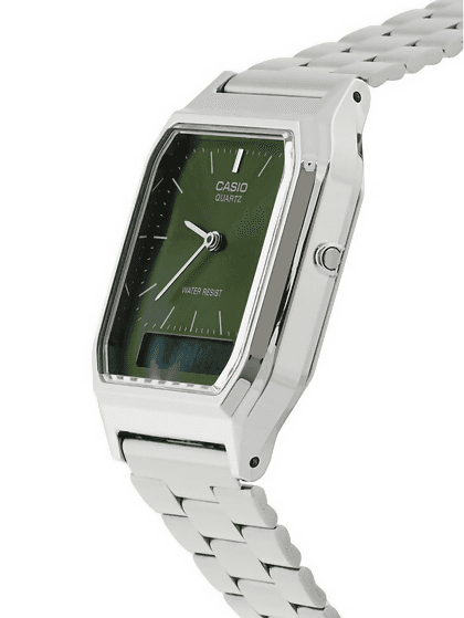 Orologio Casio, AQ-230A-3A, orologio unisex con quadrante verde smeraldo, orario doppio uno analogico e uno digitale in Orologi da polso Loweconomy - Marineo, commercioVirtuoso.it