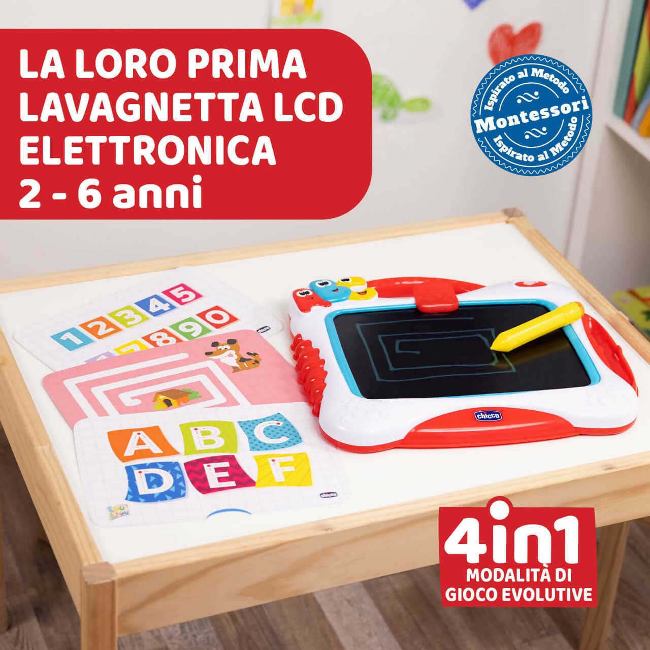 CHICCO Lavagna Leggi & Scrivi - Lavagna Cancellabile Bambini con Schermo LCD e Set di Carte, Esercizi di Pre-Scrittura e Disegno Libero, Ispirato al Metodo Montessori, Percorso educativo pregrafismo - Giochi Educativi in Giochi musicali Sanitaria Gioia del Bimbo - Villa San Giovanni, commercioVirtuoso.it