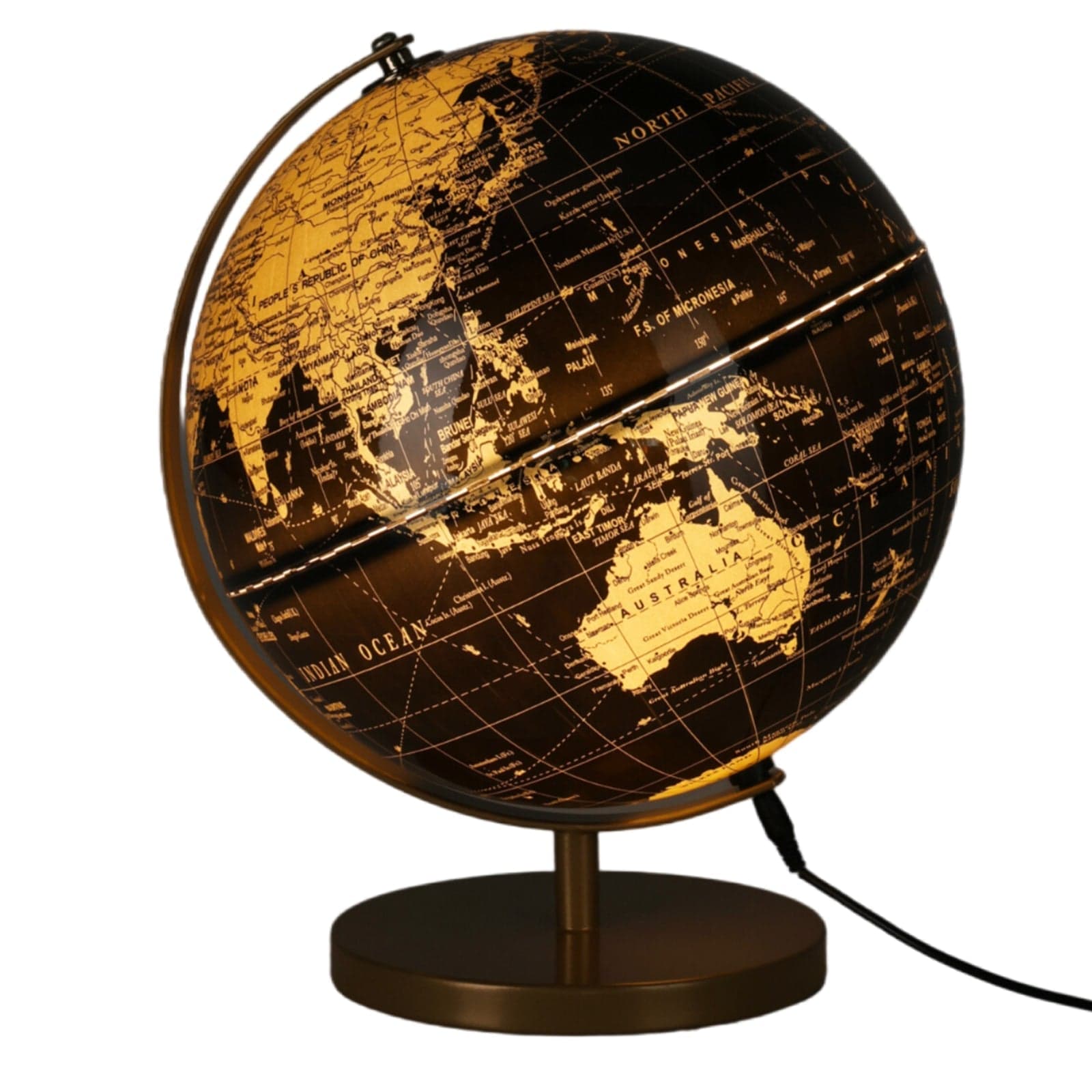 Mappamondo con base in ferro con luce per decorazione interno 31 cm - 4