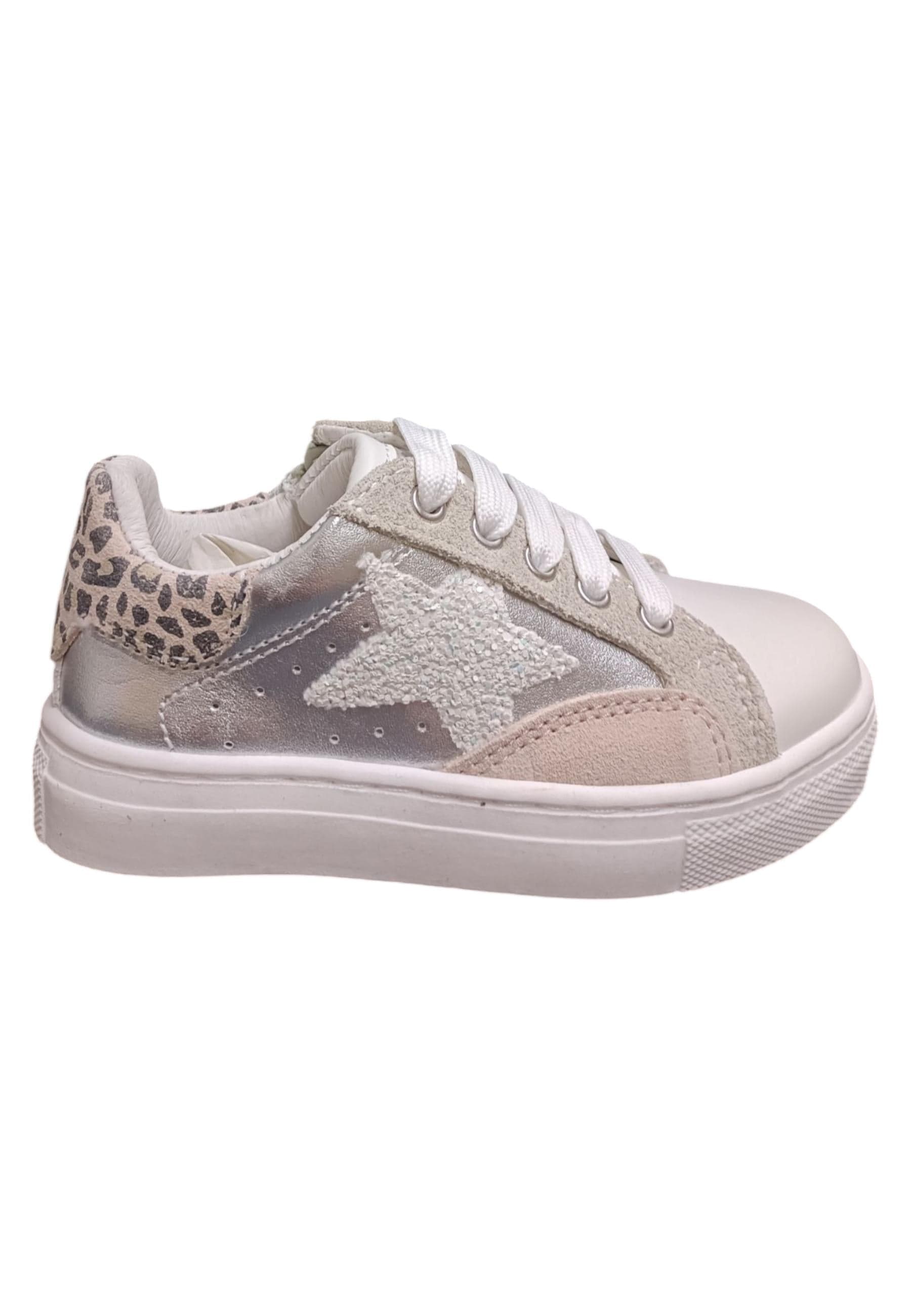 Scarpe sneakers Bambine e ragazze balducci BUTTER  bianco-argento-beige-maculato laccio e zip laterale - 6