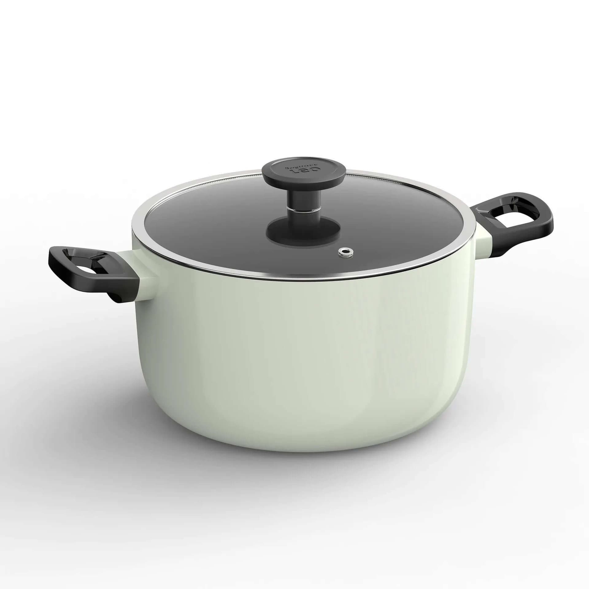 Set 7 pezzi Berghoff Glints Sage in alluminio riciclato, rivestimento antiaderente PFAS-free, con coperchi in vetro e manici termoisolati