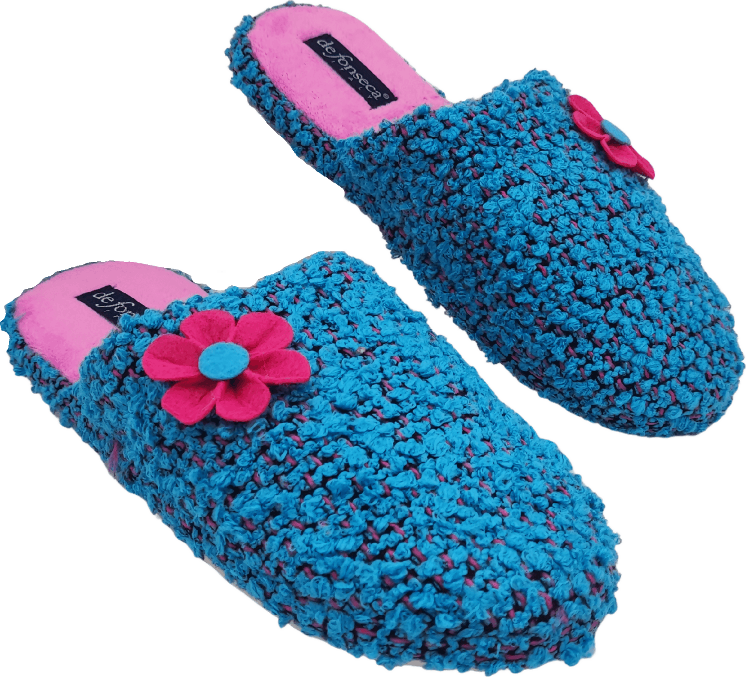 de fonseca Ciabatte Bouclé Suola in Gomma Antiscivolo, Pantofole Donna Estate Inverno in Cotone Traspirante