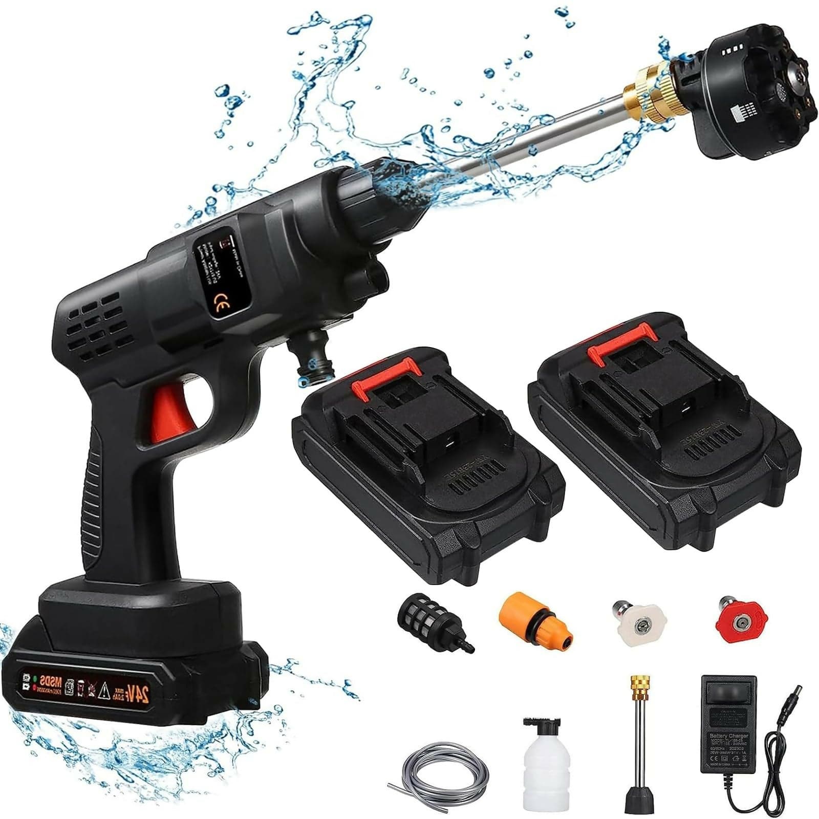Spruzzatore idropulitrice alta pressione 48v batteria 5600ma tubo 5mt senza fili in Idropulitrici Solgeny - Besate, commercioVirtuoso.it