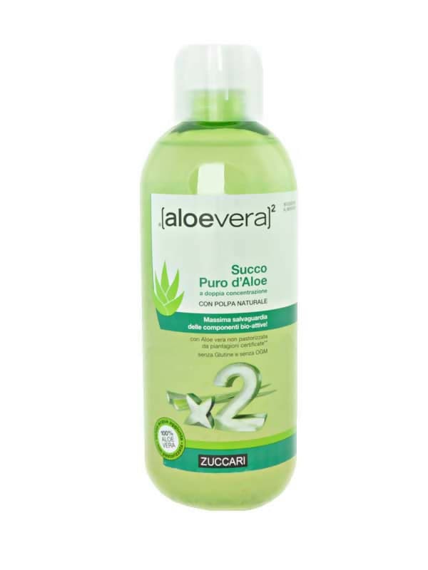 Zuccari aloevera2 succo puro d'aloe 100% a doppia concentrazione con polpa naturale - senza glutine e ogm - 1000ml